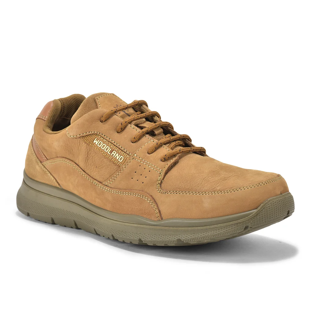Woodland Embossed Men’s Camel Lace-Up Casual Shoes - Thumbnail 2
