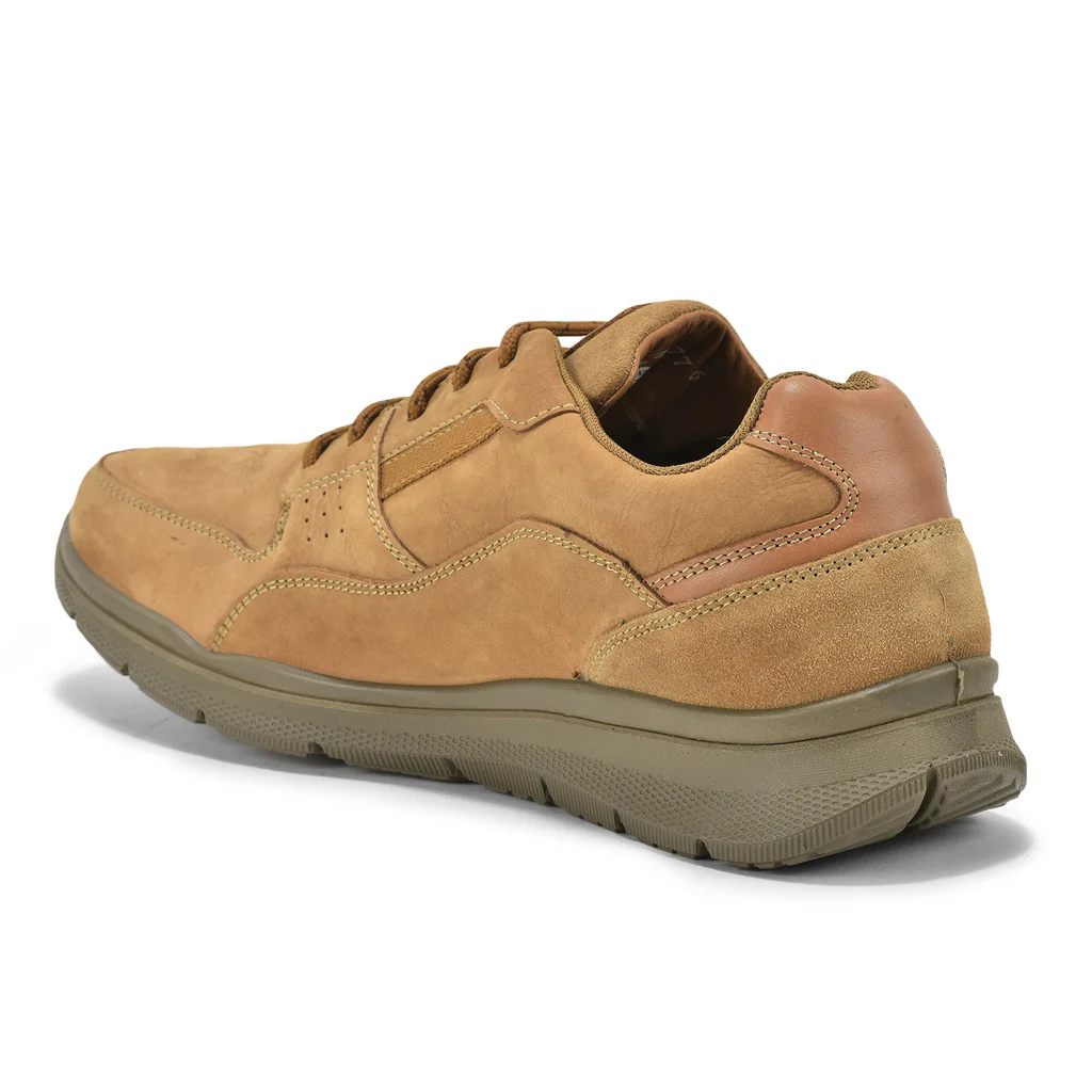 Woodland Embossed Men’s Camel Lace-Up Casual Shoes - Thumbnail 6