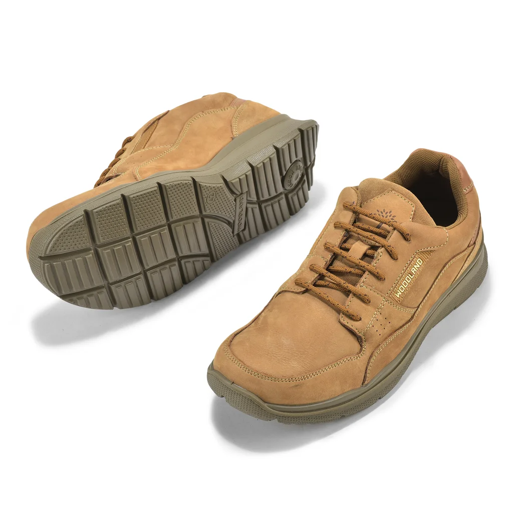Woodland Embossed Men’s Camel Lace-Up Casual Shoes - Thumbnail 7