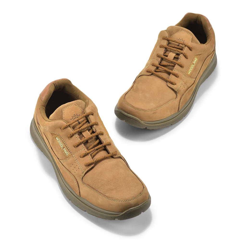 Woodland Embossed Men’s Camel Lace-Up Casual Shoes - Thumbnail 8