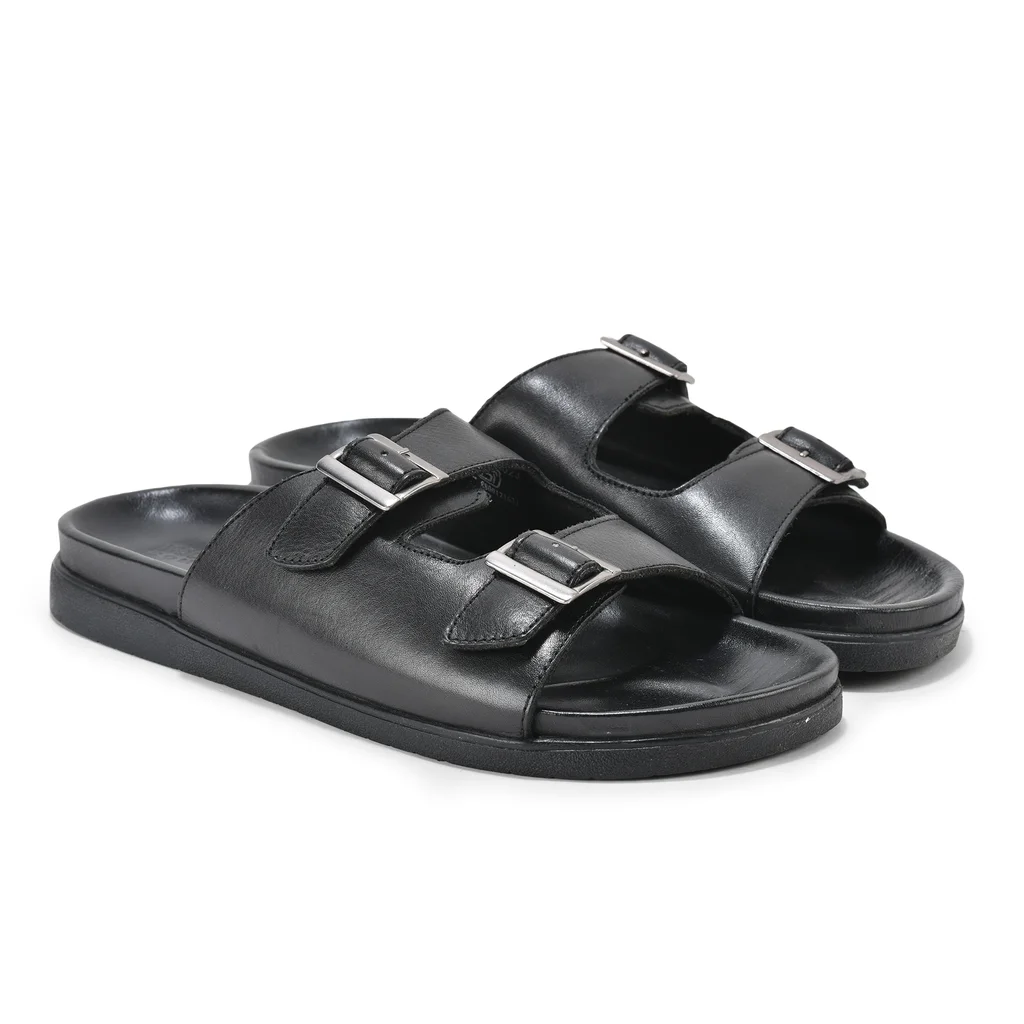 Woods Men’s Black Buckled Slippers - Thumbnail 3
