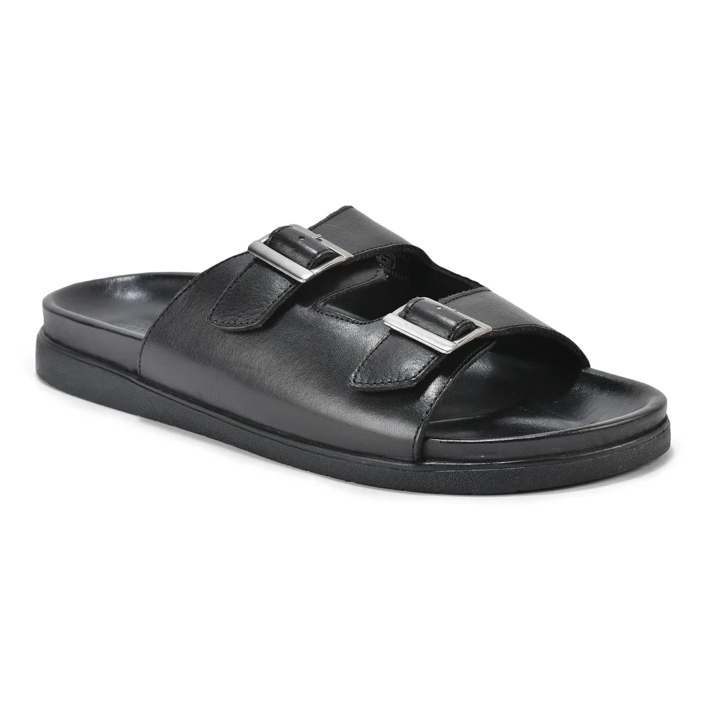 Woods Men’s Black Buckled Slippers - Thumbnail 4
