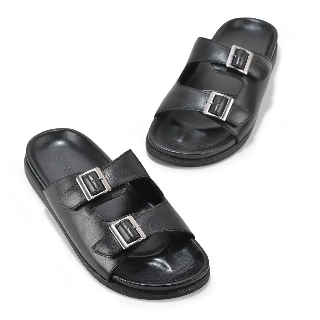 Woods Men’s Black Buckled Slippers - Thumbnail 5