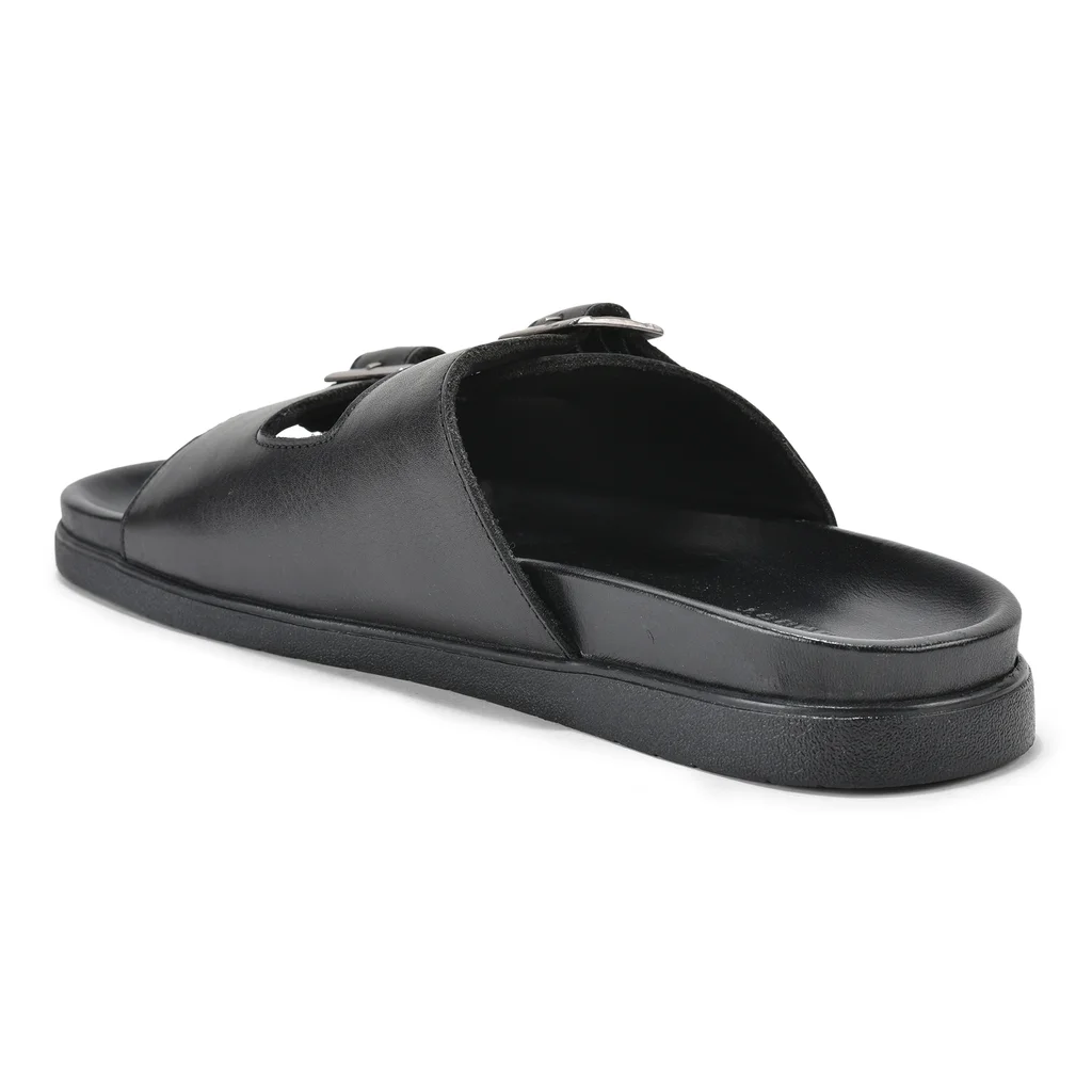 Woods Men’s Black Buckled Slippers - Thumbnail 6