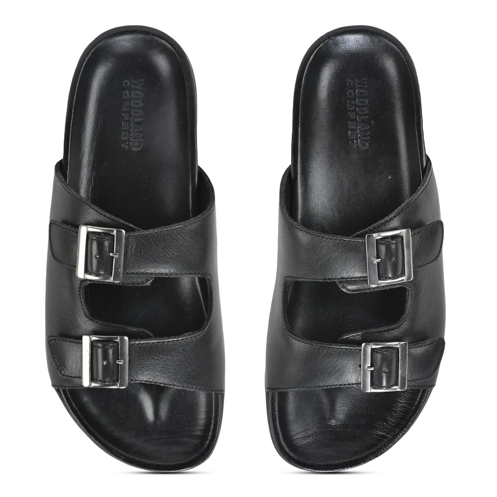 Woods Men’s Black Buckled Slippers - Thumbnail 7