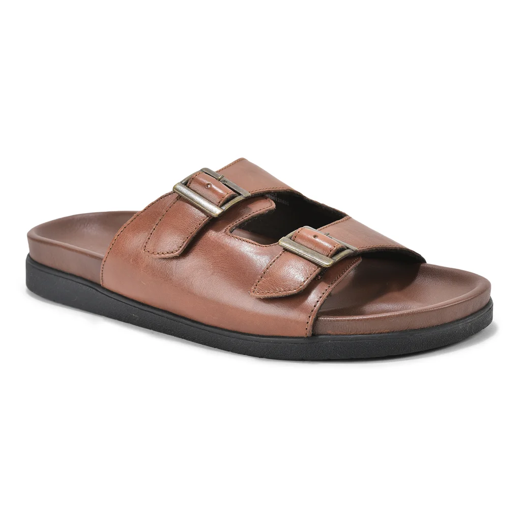Woods Men’s Tan Buckled Slippers - Thumbnail 2