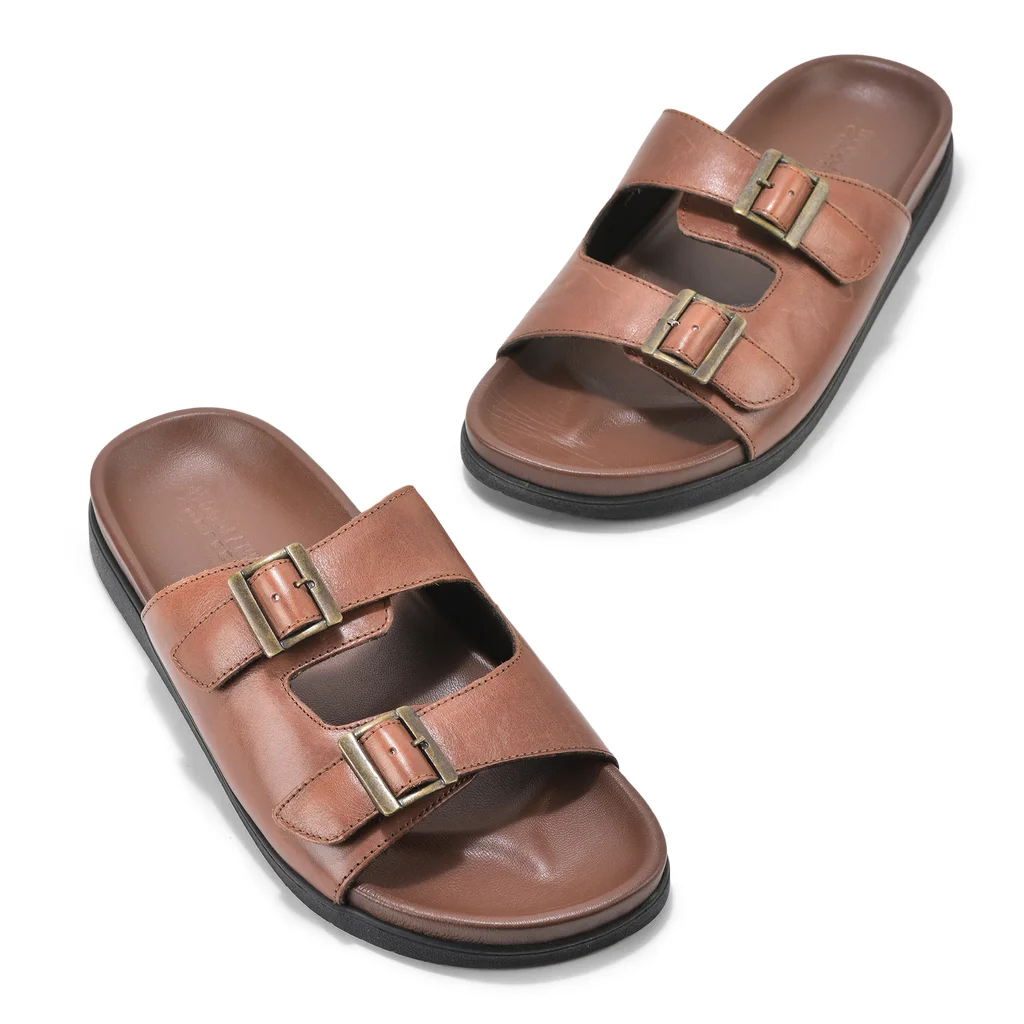 Woods Men’s Tan Buckled Slippers - Thumbnail 8
