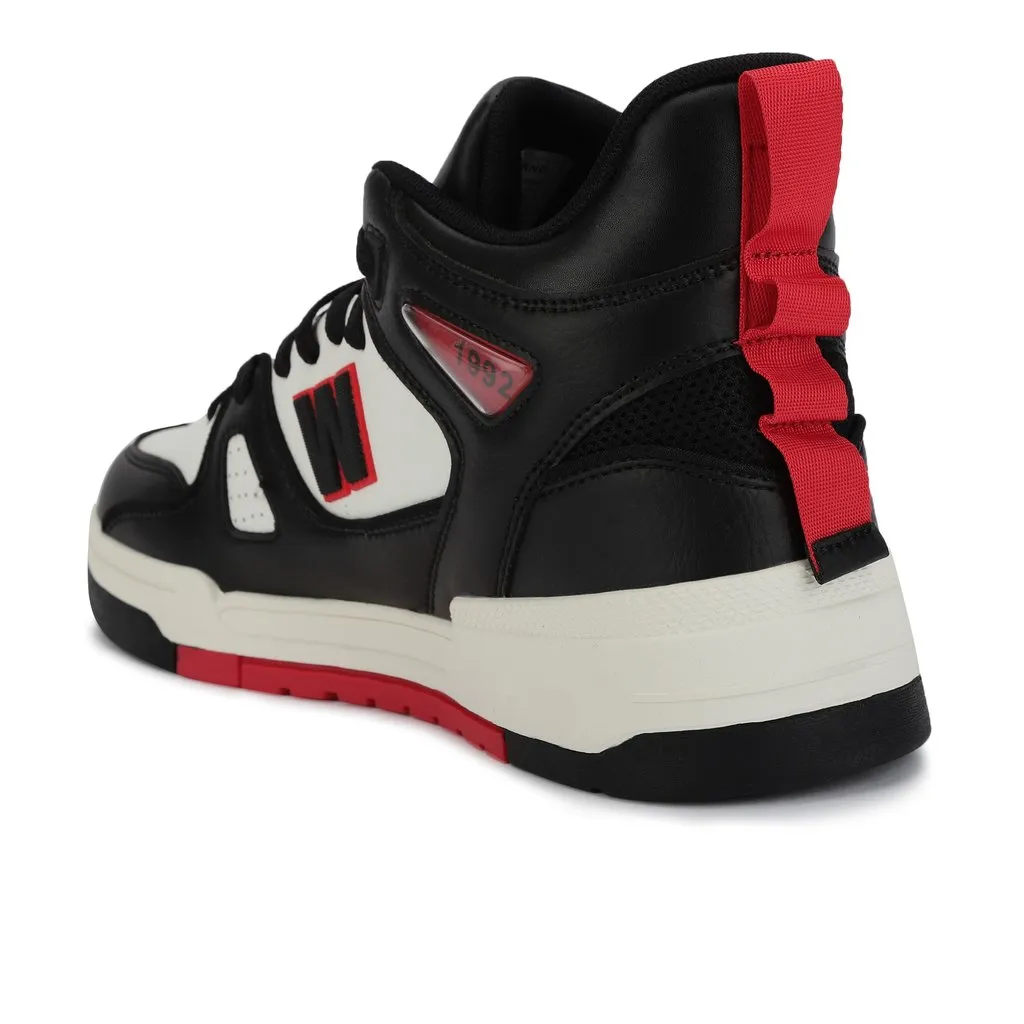 Men High-top Black and Red Woodland Sneakers  - Thumbnail 3