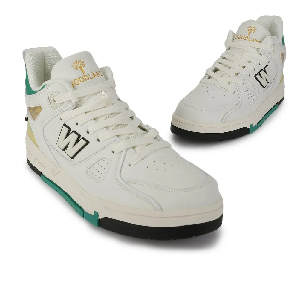 Men High-top White and Green Woodland Sneakers  - Thumbnail 2