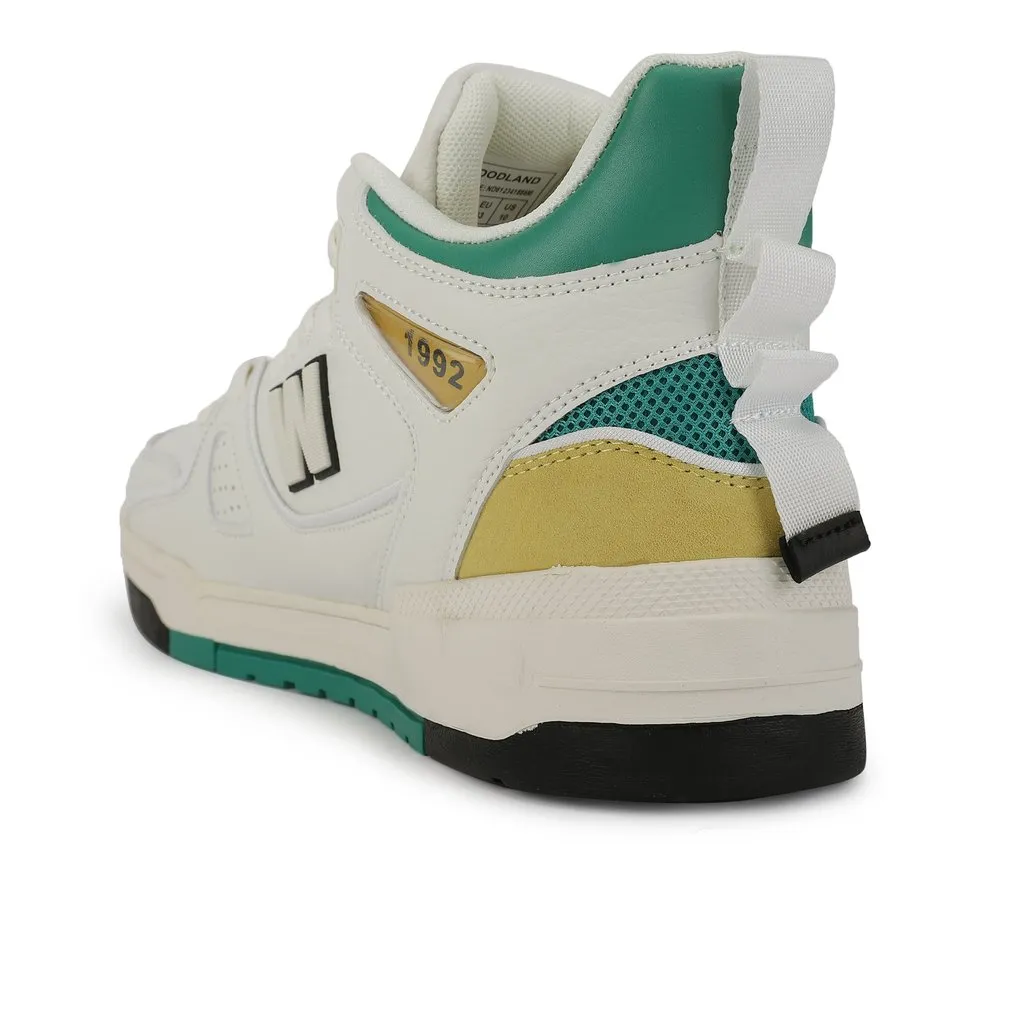 Men High-top White and Green Woodland Sneakers  - Thumbnail 3