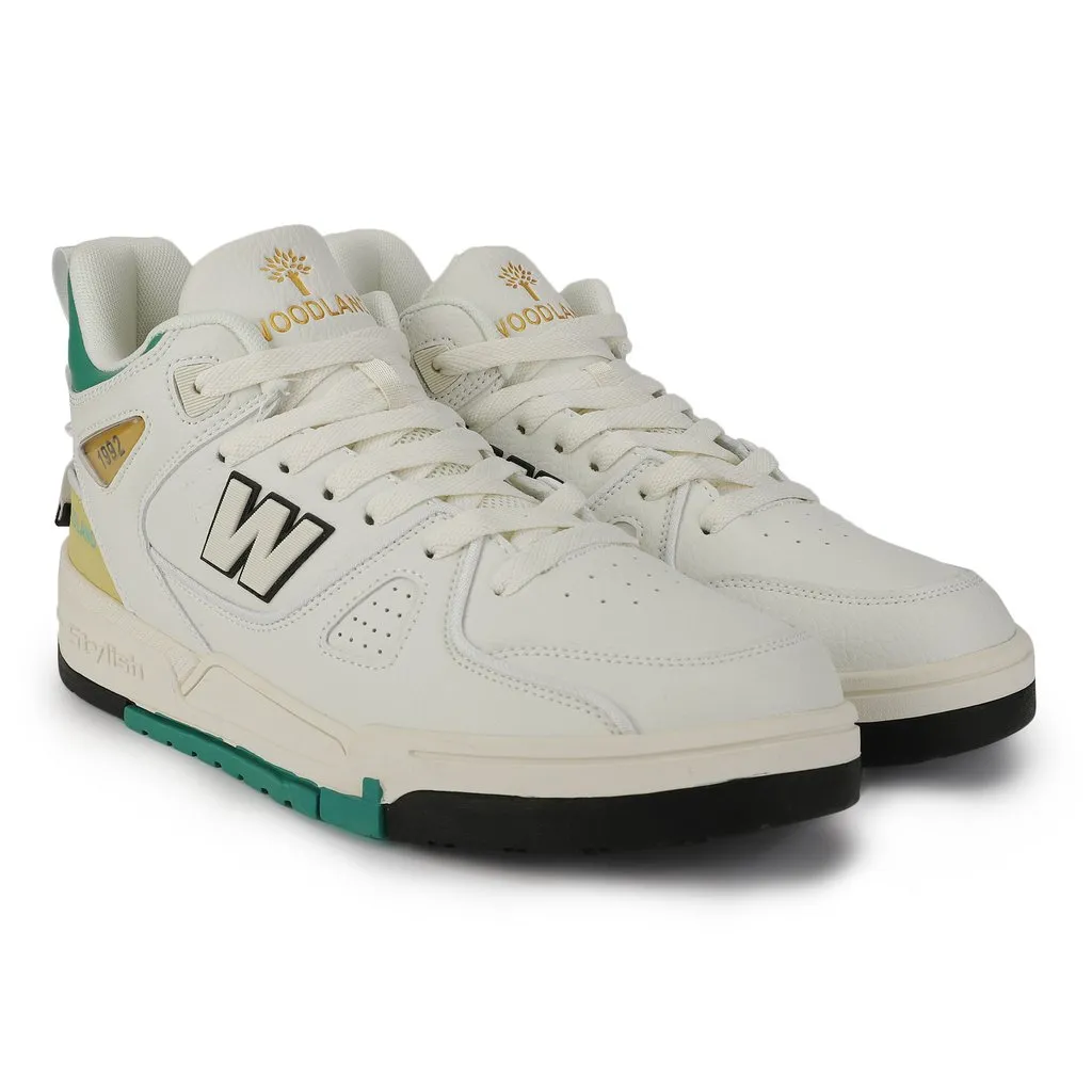 Men High-top White and Green Woodland Sneakers  - Thumbnail 4