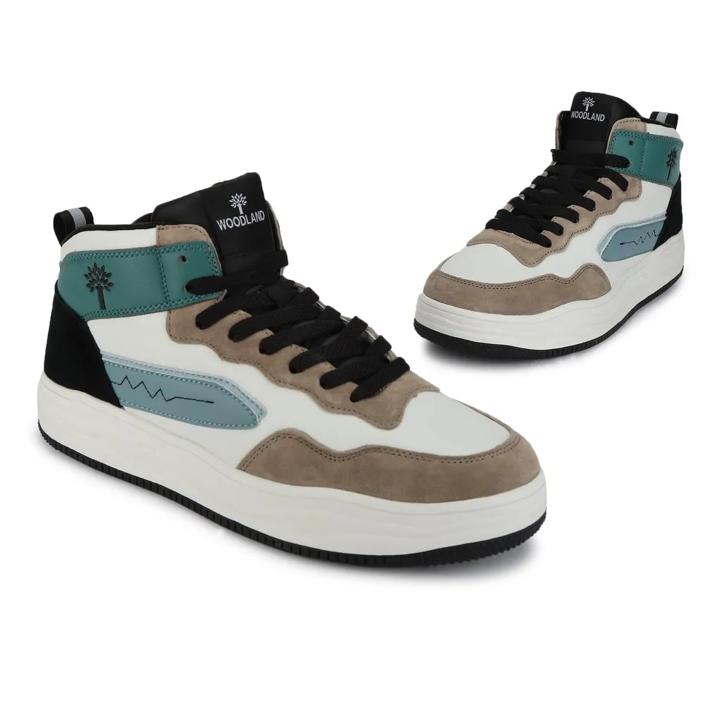 Woodland Casual Mid-top White/Blue Sneakers for Men - Thumbnail 2