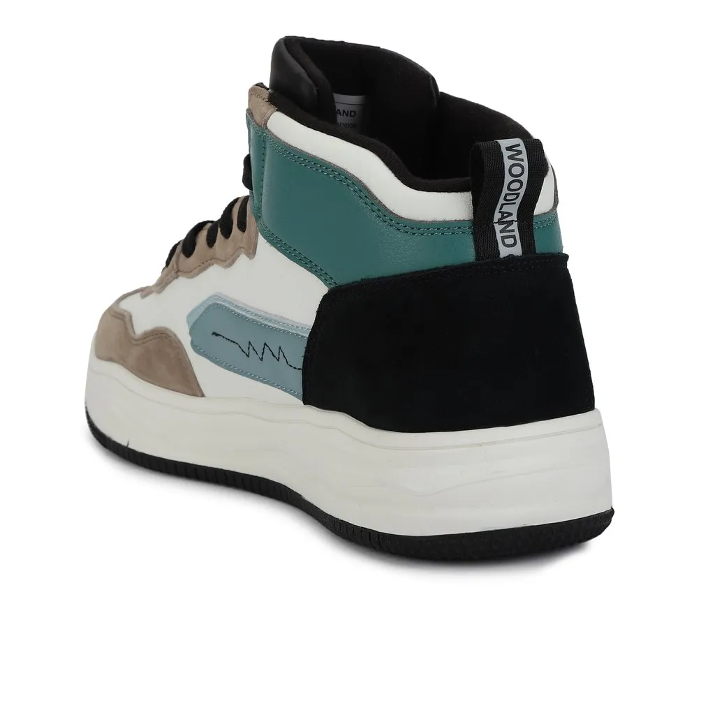 Woodland Casual Mid-top White/Blue Sneakers for Men - Thumbnail 3