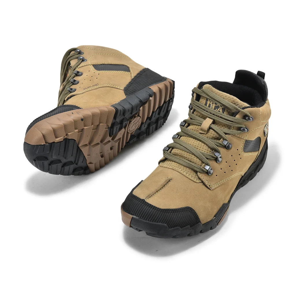 Casual khaki lace-up shoes for men - Thumbnail 4