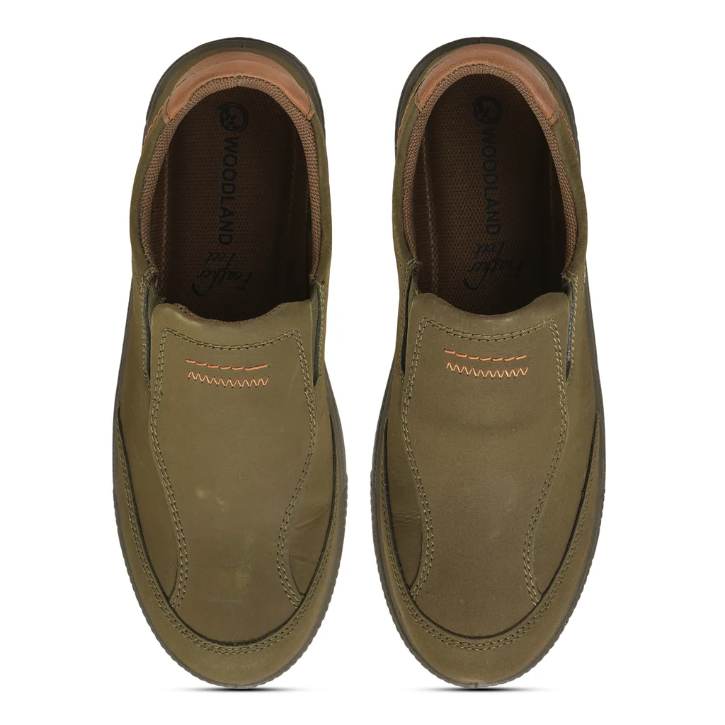 Olive Green Casual slip-on shoes for men - Thumbnail 3