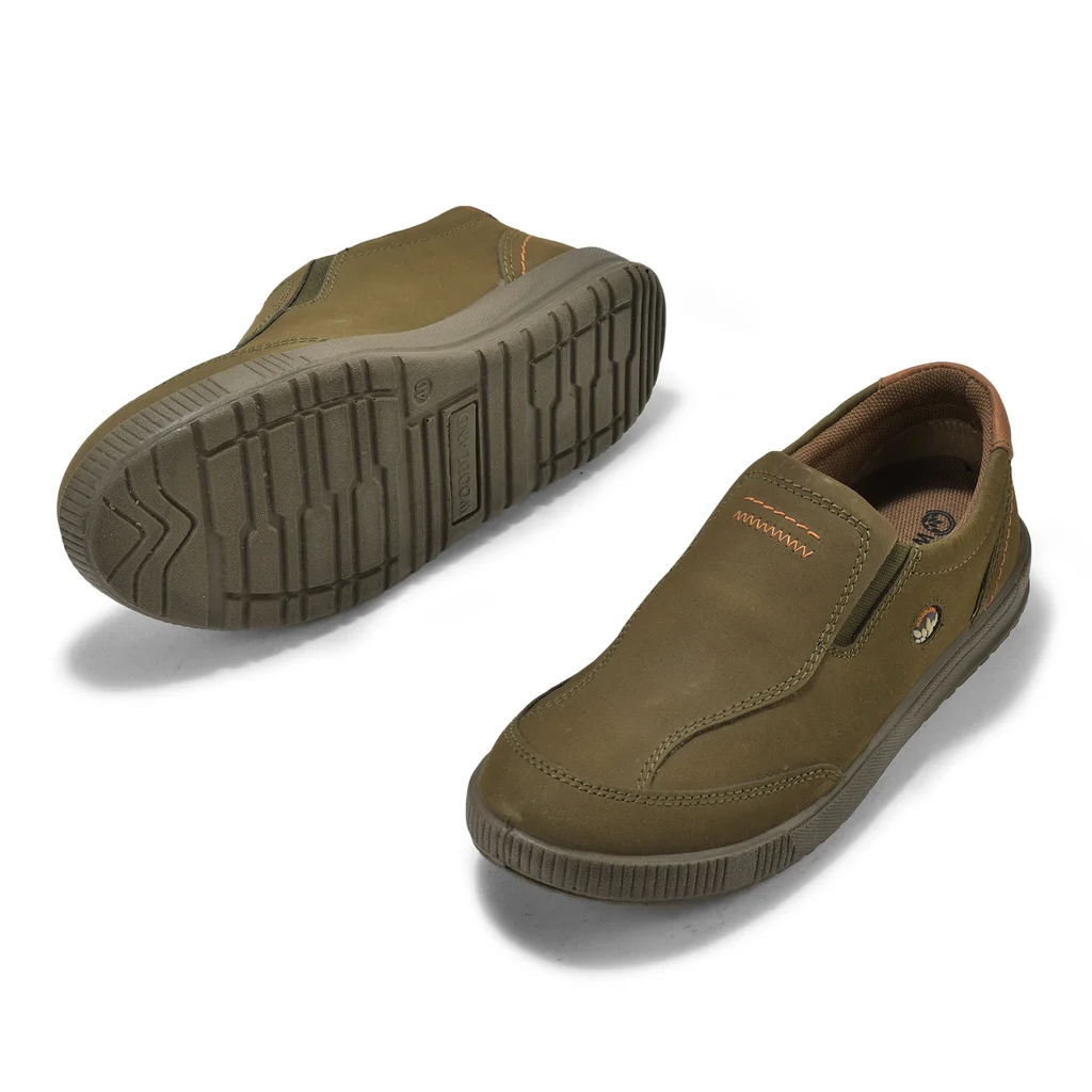 Olive Green Casual slip-on shoes for men - Thumbnail 4