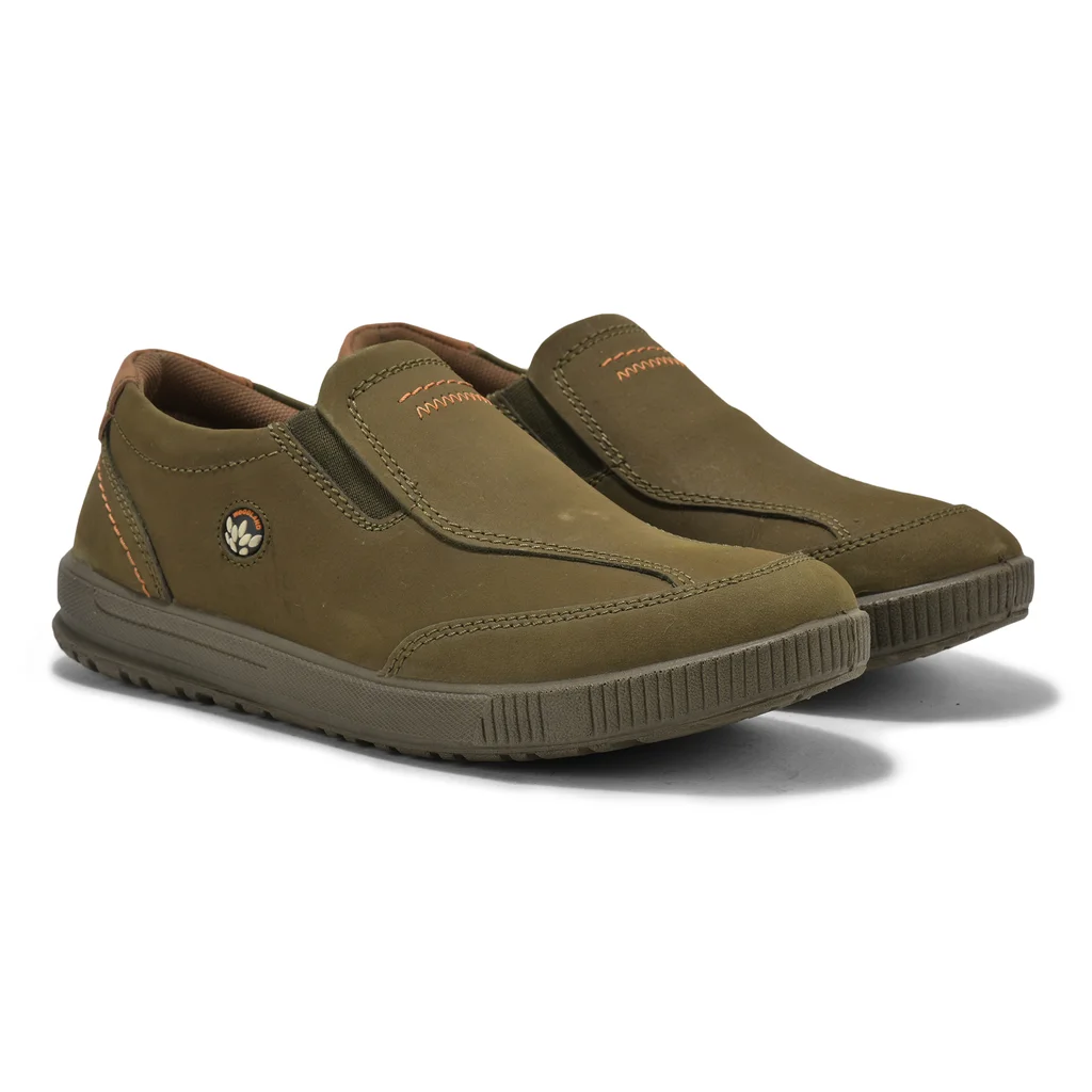 Olive Green Casual slip-on shoes for men - Thumbnail 6