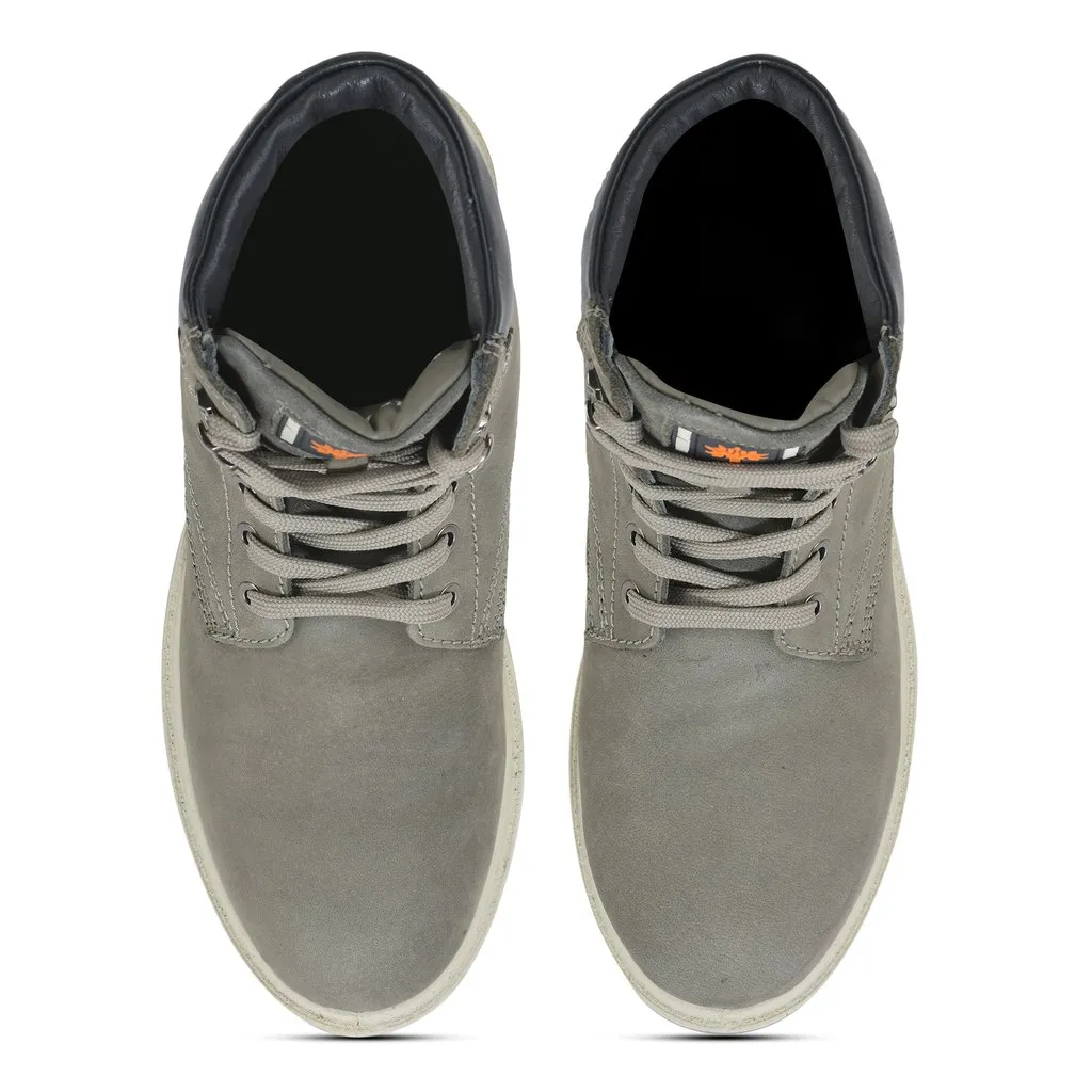 DGrey Nubuck Buff High-Top Boots for Men - Thumbnail 3