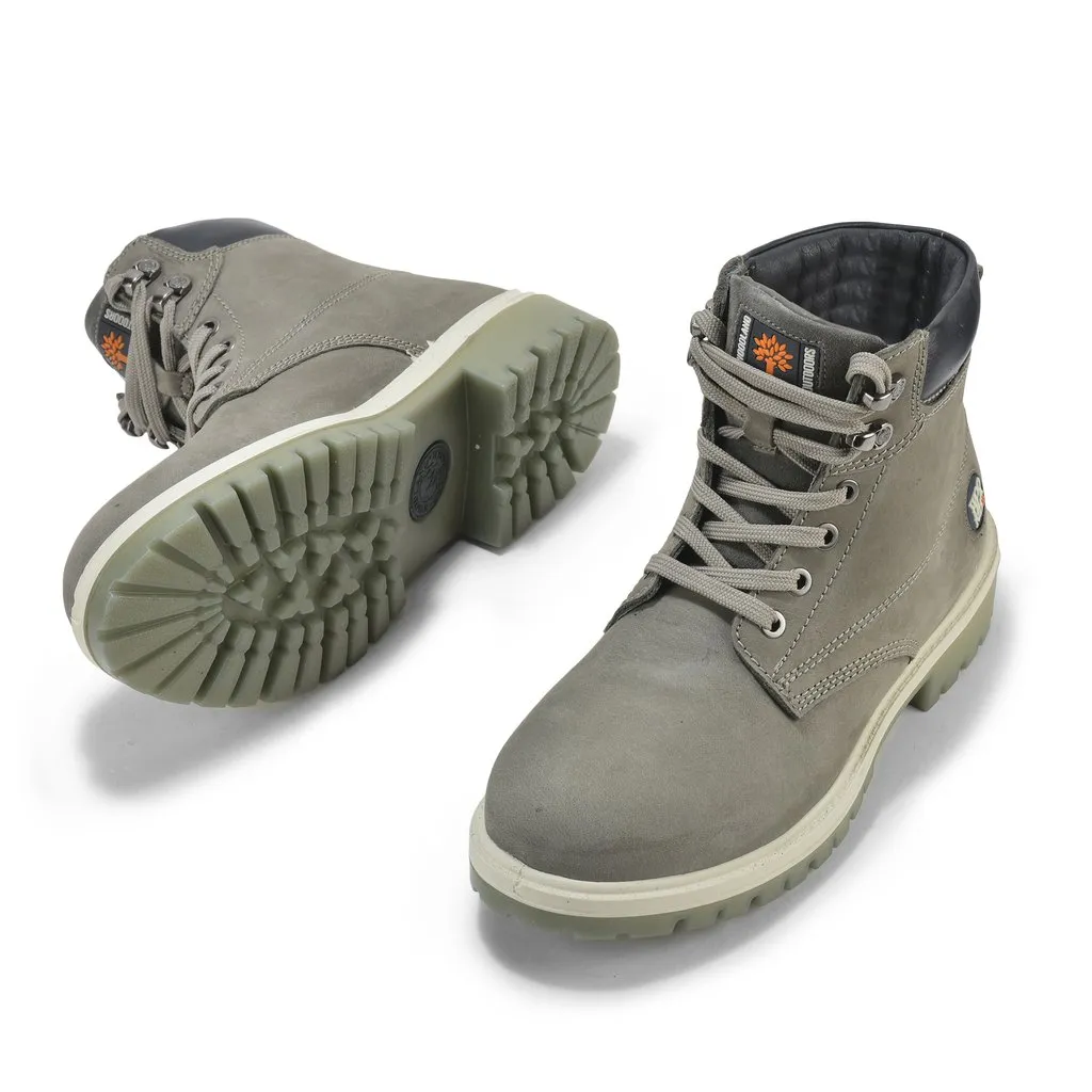 DGrey Nubuck Buff High-Top Boots for Men - Thumbnail 4