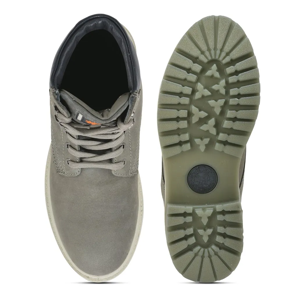 DGrey Nubuck Buff High-Top Boots for Men - Thumbnail 7