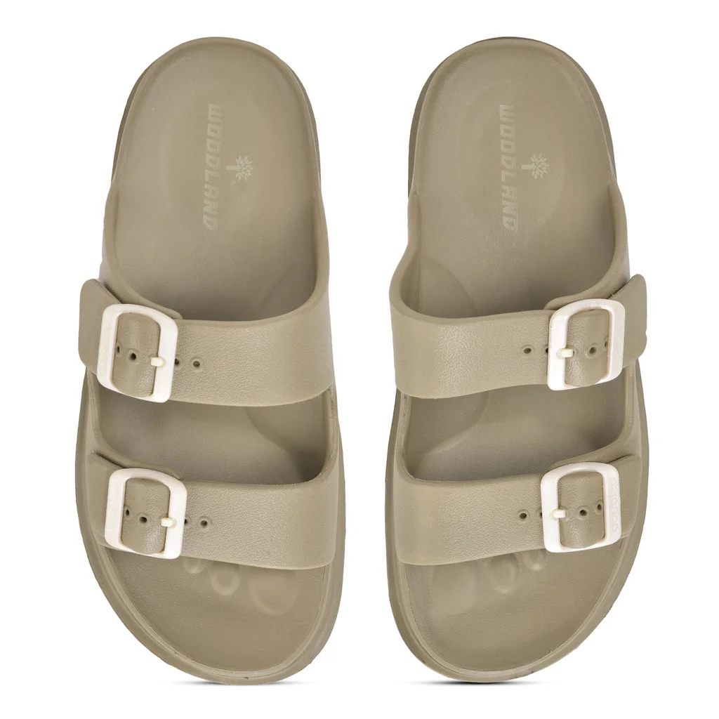  Woodland Men’s Daily Wear Khaki Flip Flops - Thumbnail 4