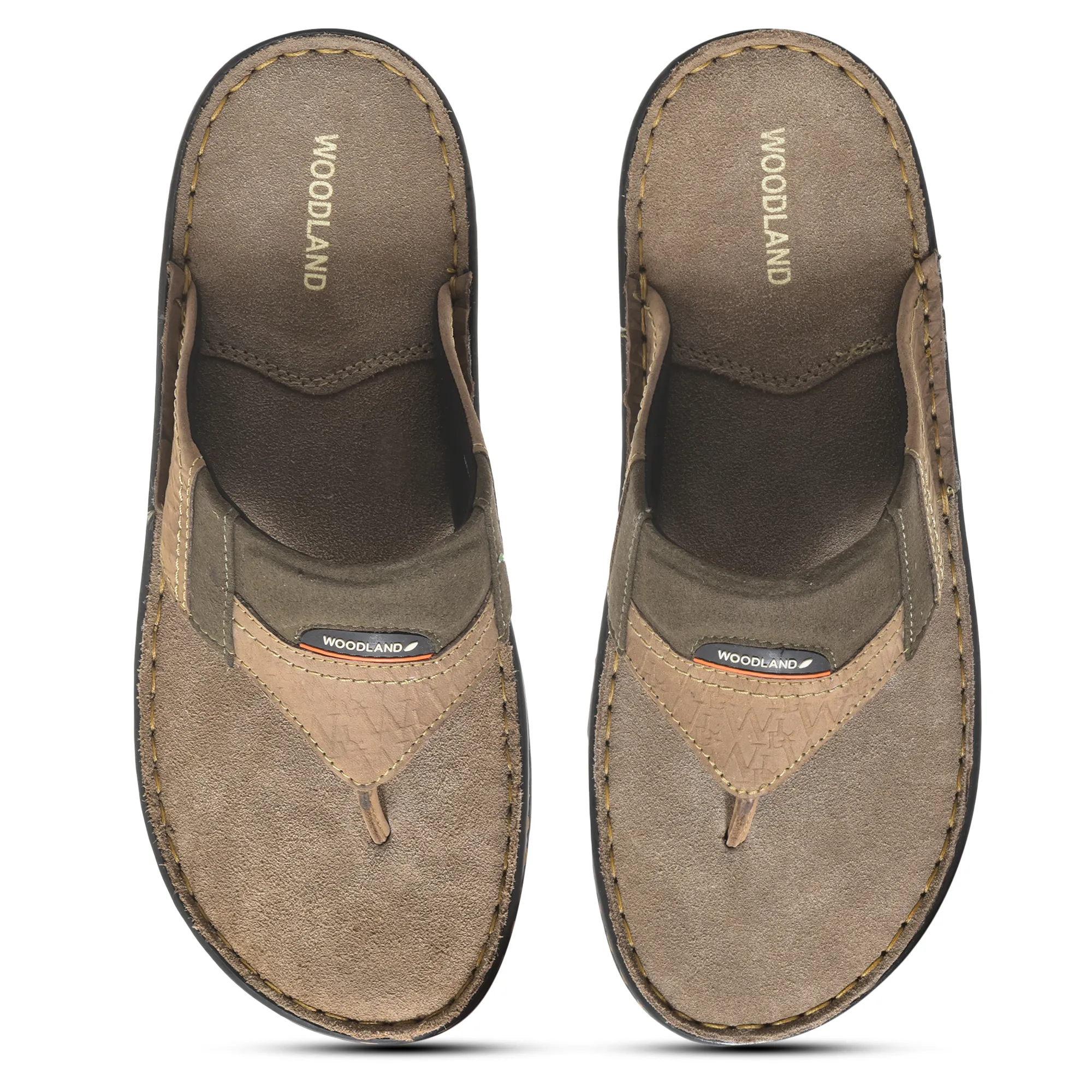 Dubai khaki Leather slipper for men - Thumbnail 3