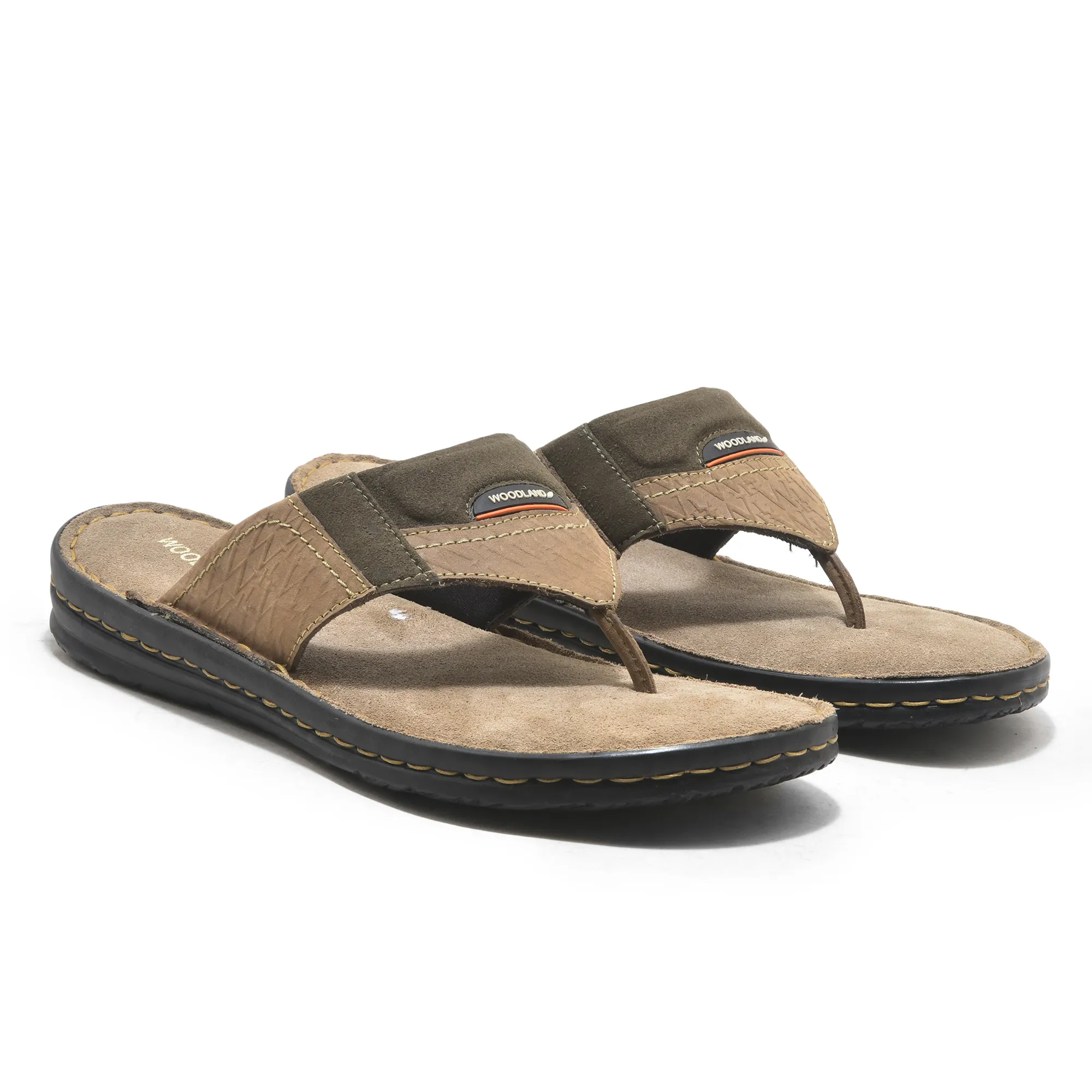 Dubai khaki Leather slipper for men - Thumbnail 6