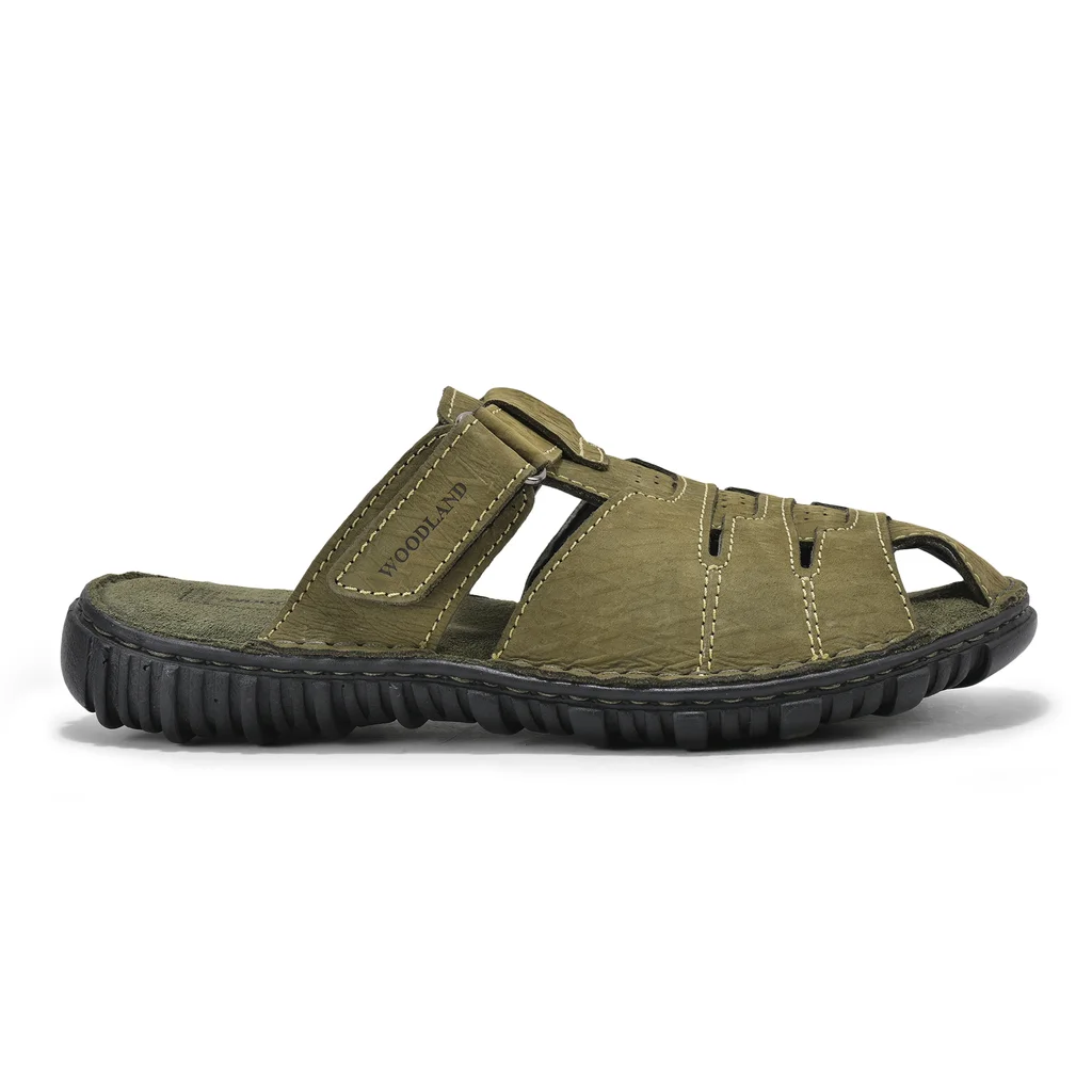 Woodland Men’s Lounging Olive Nubuck Slippers - Image 1