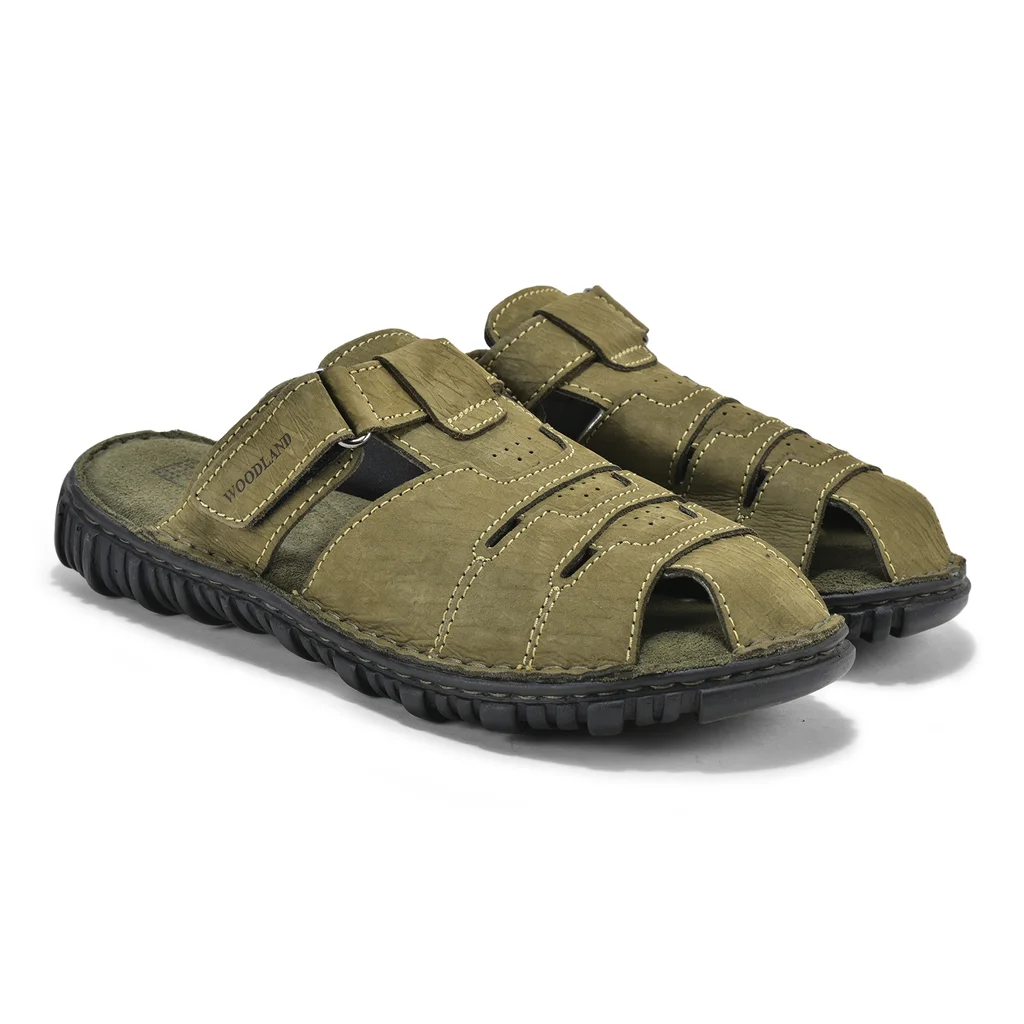 Woodland Men’s Lounging Olive Nubuck Slippers - Thumbnail 3