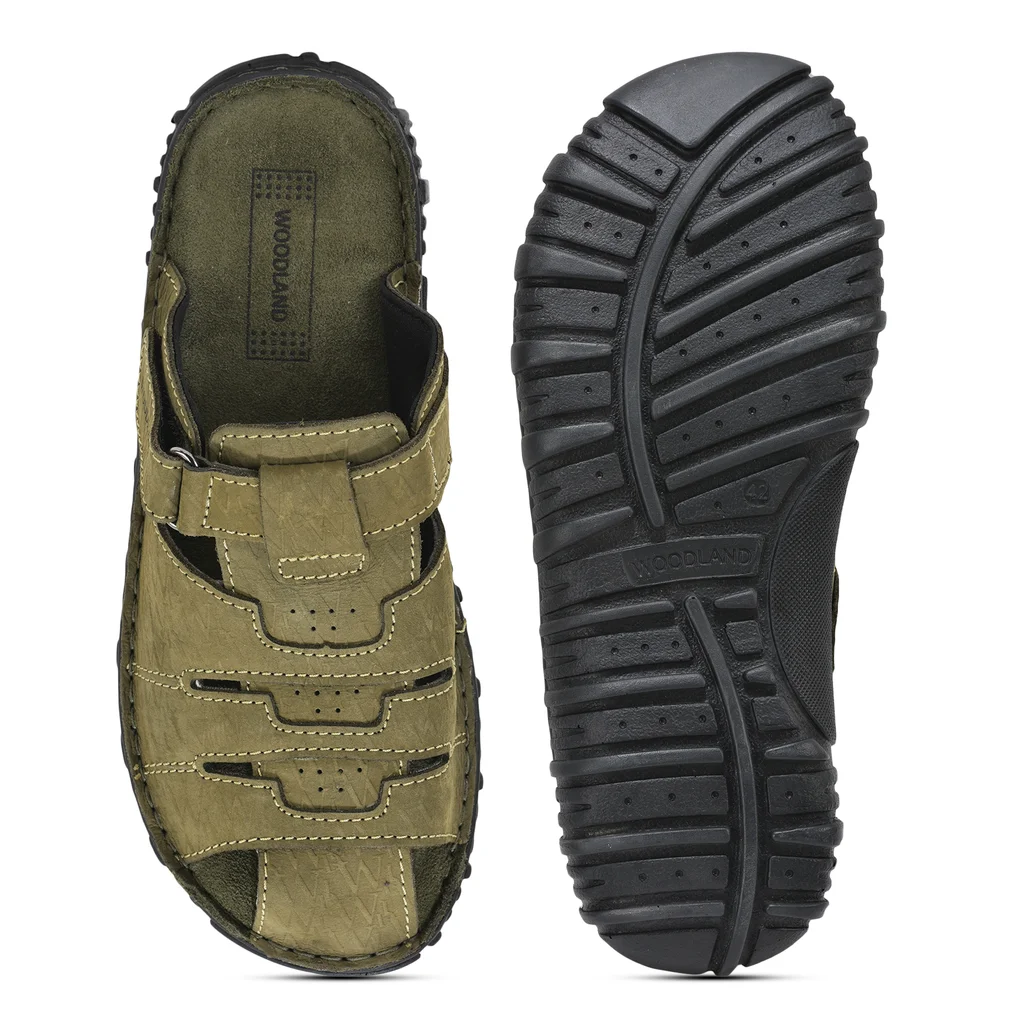 Woodland Men’s Lounging Olive Nubuck Slippers - Thumbnail 4