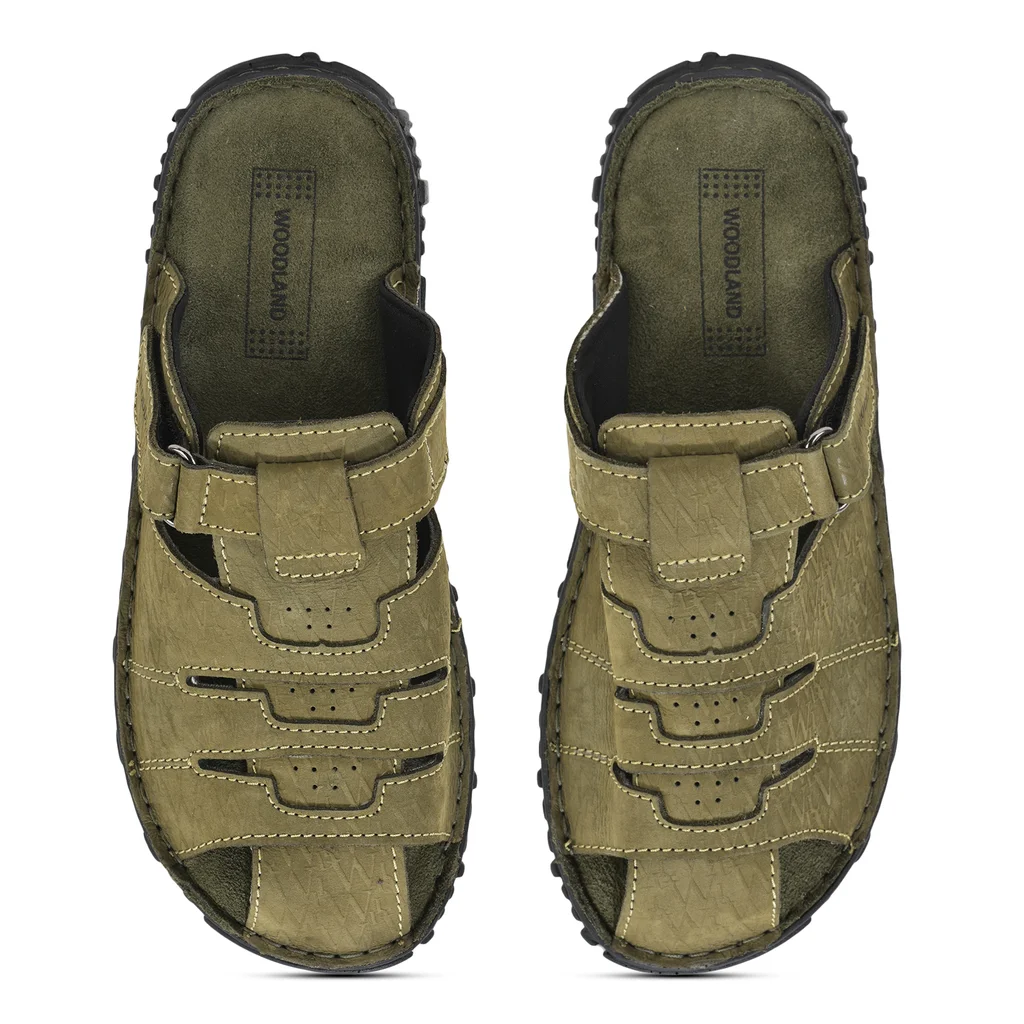 Woodland Men’s Lounging Olive Nubuck Slippers - Thumbnail 5