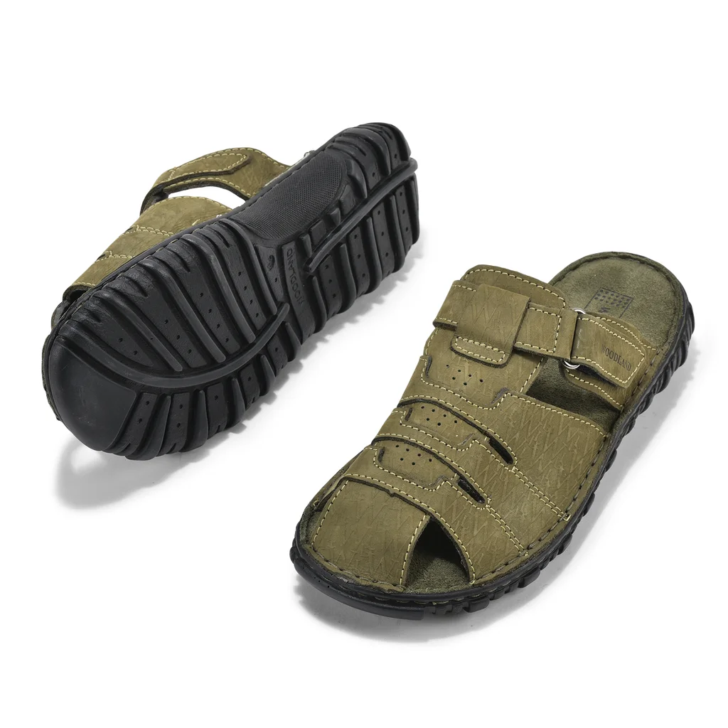 Woodland Men’s Lounging Olive Nubuck Slippers - Thumbnail 7