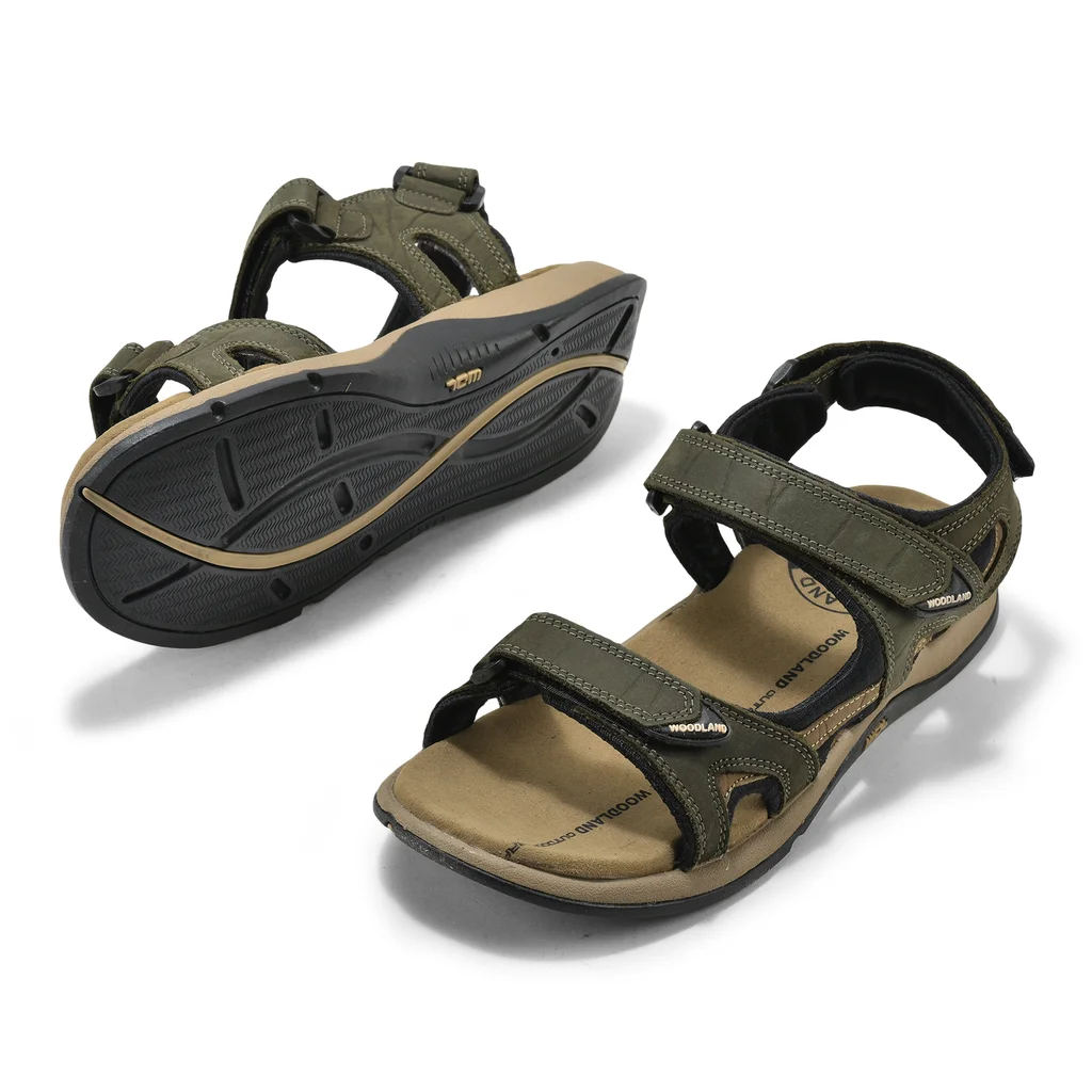 Woodland Olive Green back strap floater sandals - Thumbnail 4