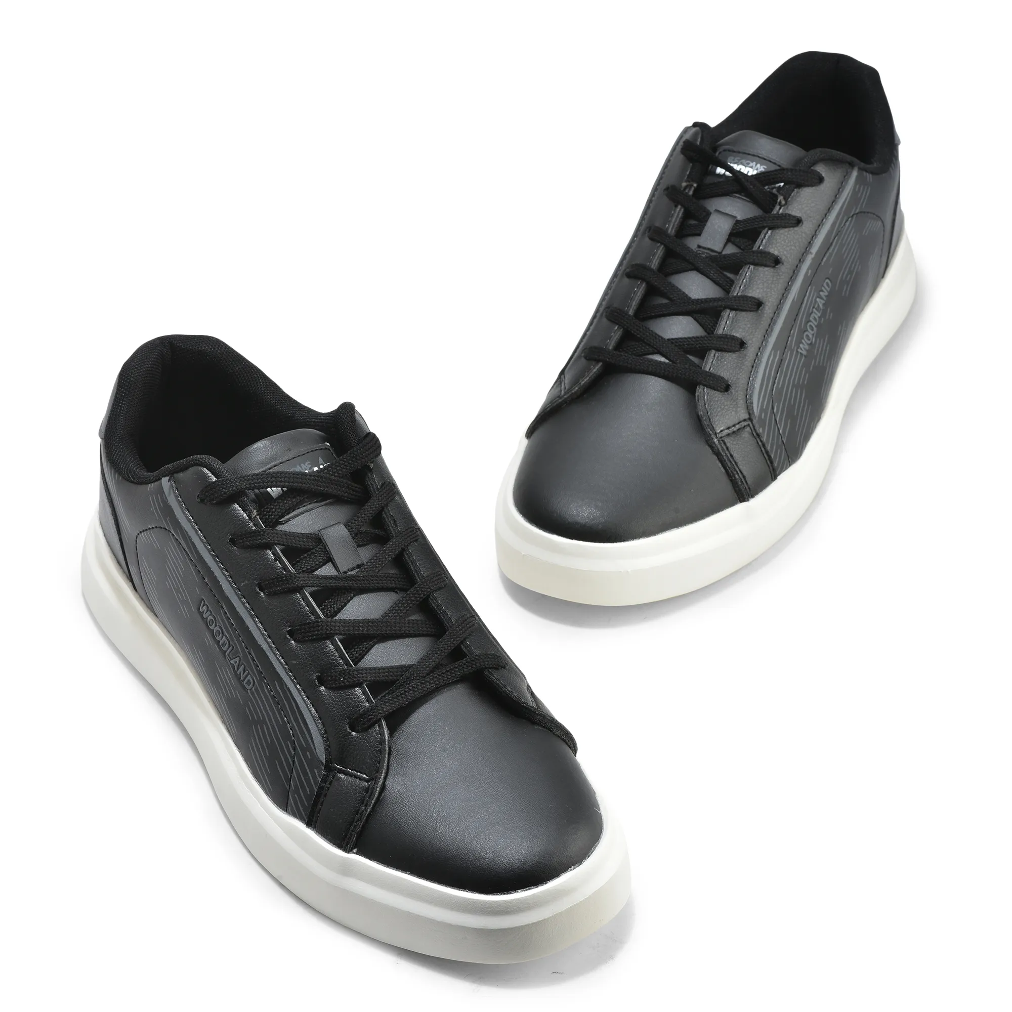 Black Pu Casual Sneakers For Men - Thumbnail 2