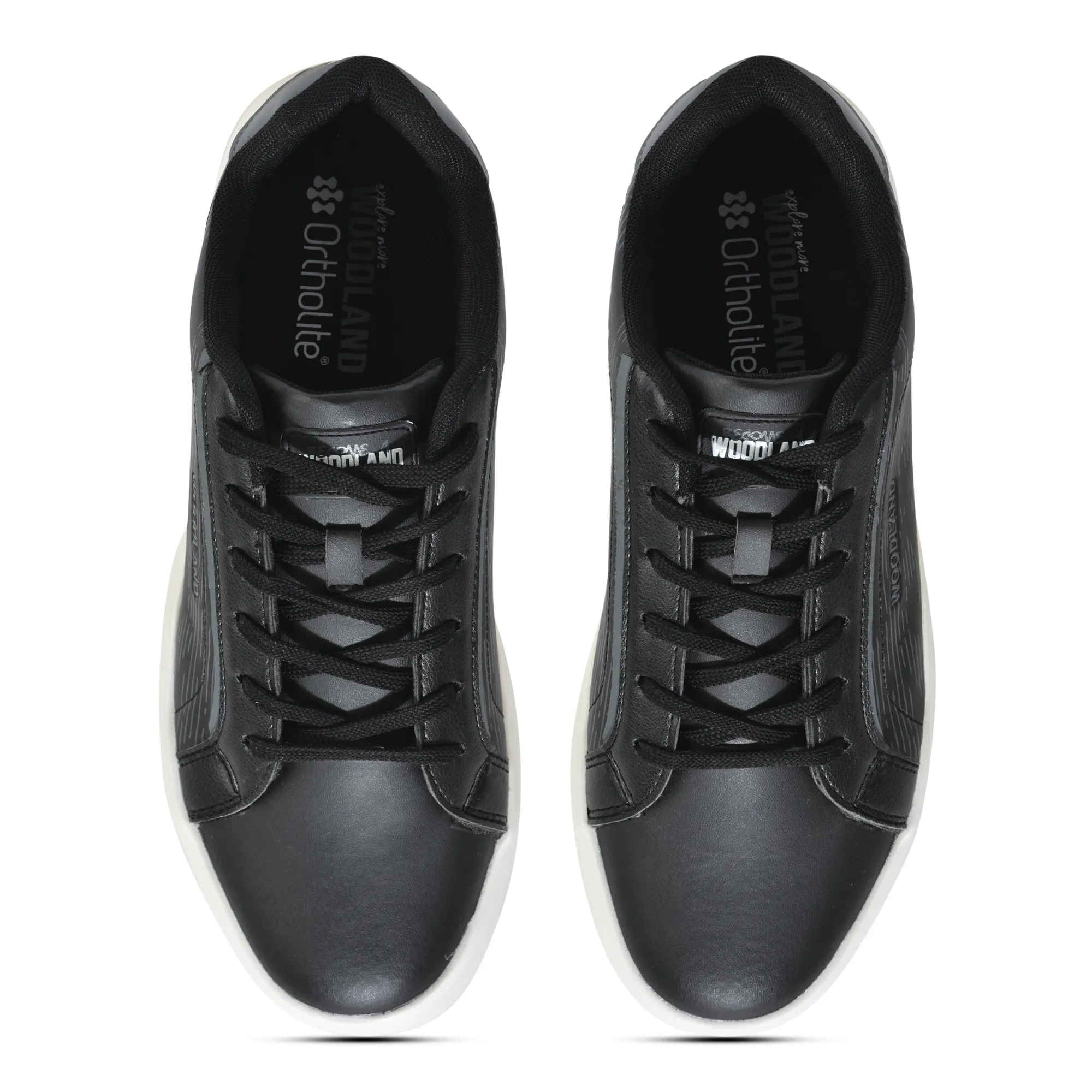 Black Pu Casual Sneakers For Men - Thumbnail 3