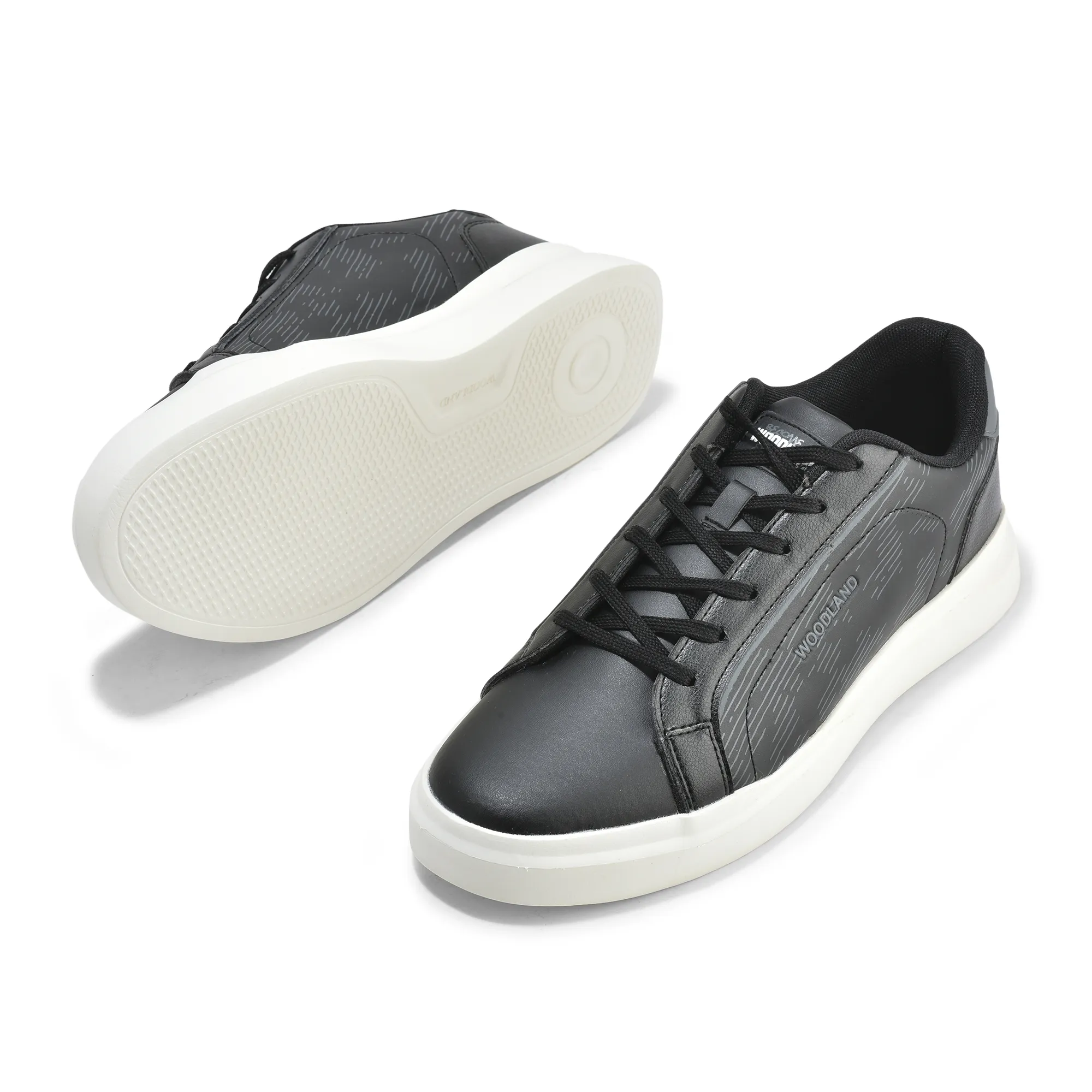 Black Pu Casual Sneakers For Men - Thumbnail 4