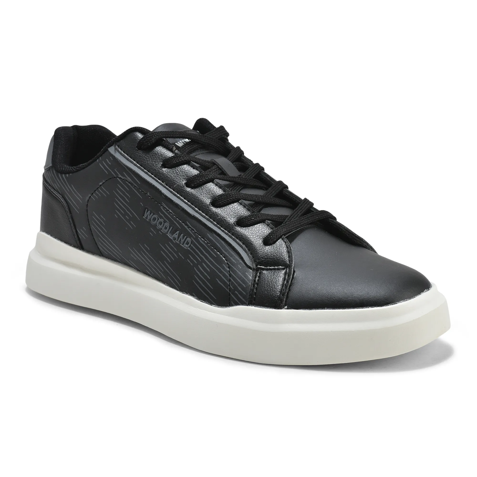 Black Pu Casual Sneakers For Men - Thumbnail 8