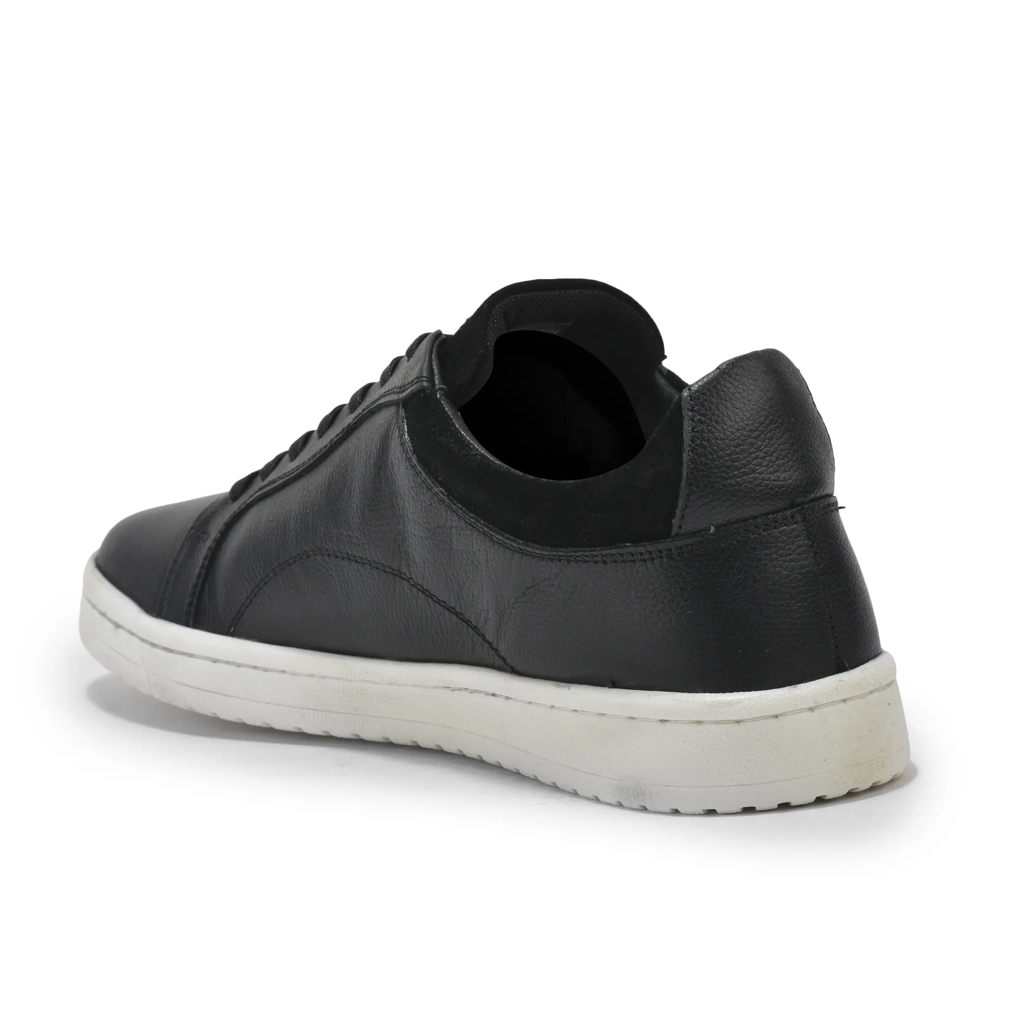 Black Pu Casual Sneakers For Men - Thumbnail 5