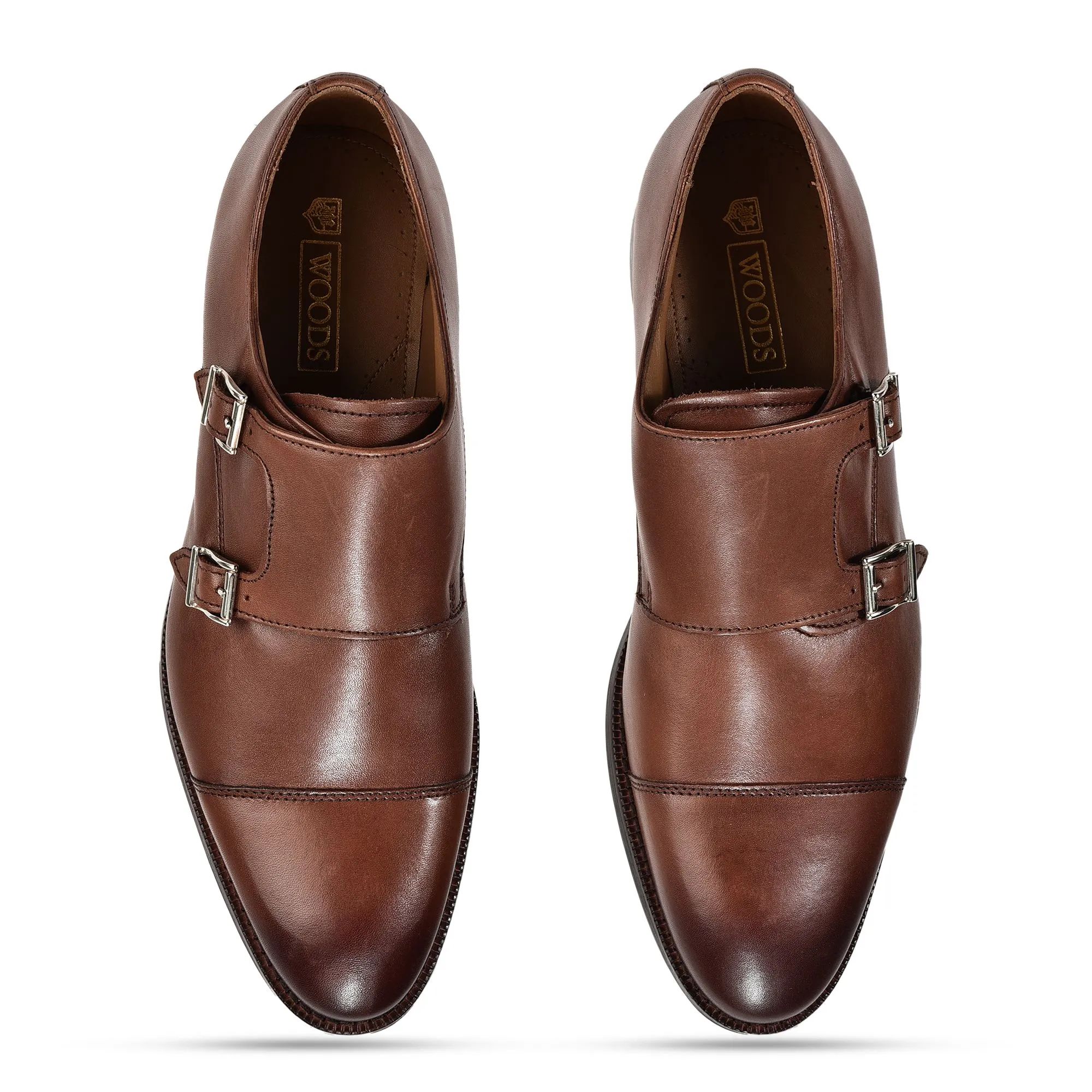 Tan monk-strap shoes for men - Thumbnail 3