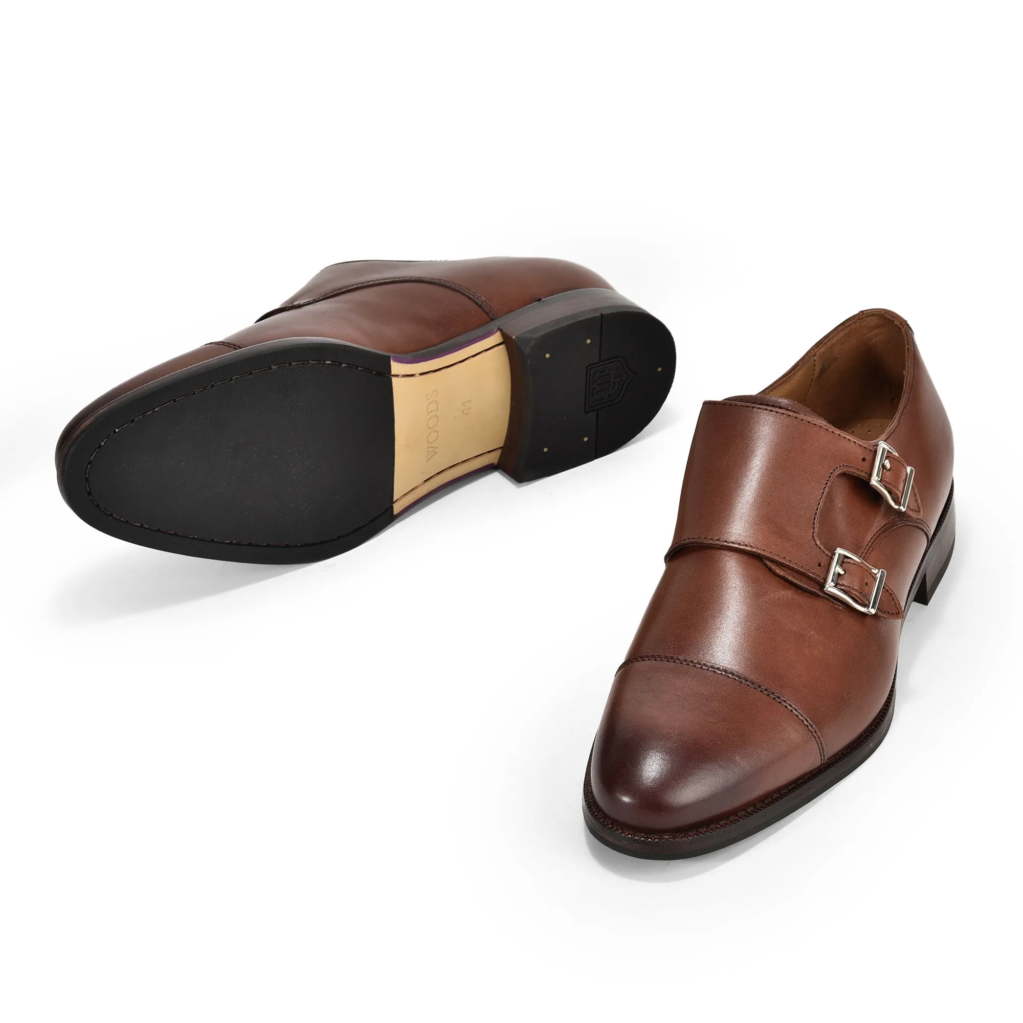 Tan monk-strap shoes for men - Thumbnail 4