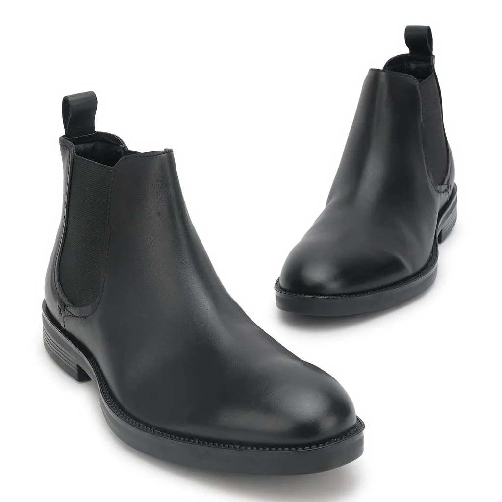 Black Chelsea Boot for Men - Thumbnail 2
