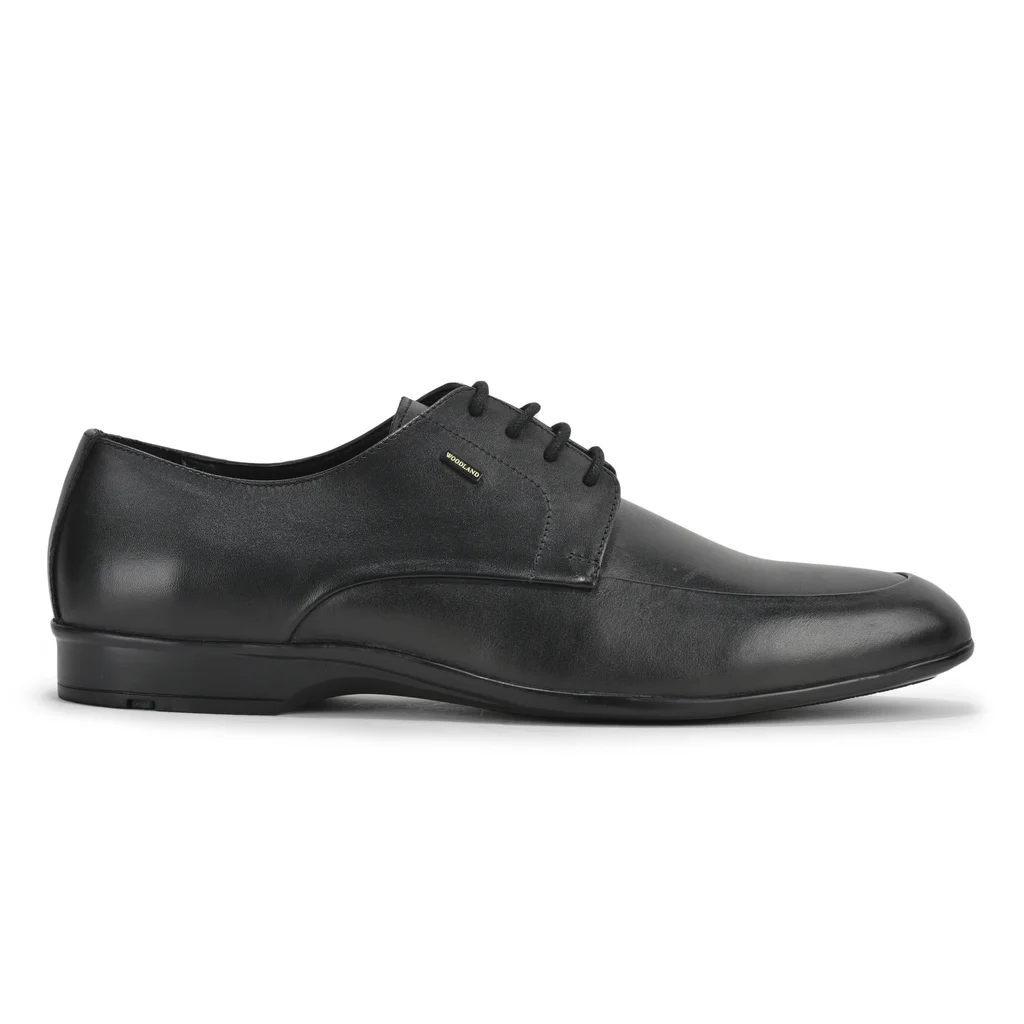 Woodland Men’s Classic Black Leather Lace-Up Formal Shoes - Thumbnail 1