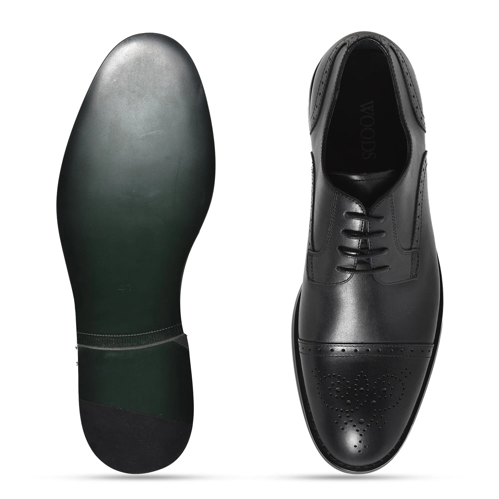 Woods black brogues for men - Thumbnail 7