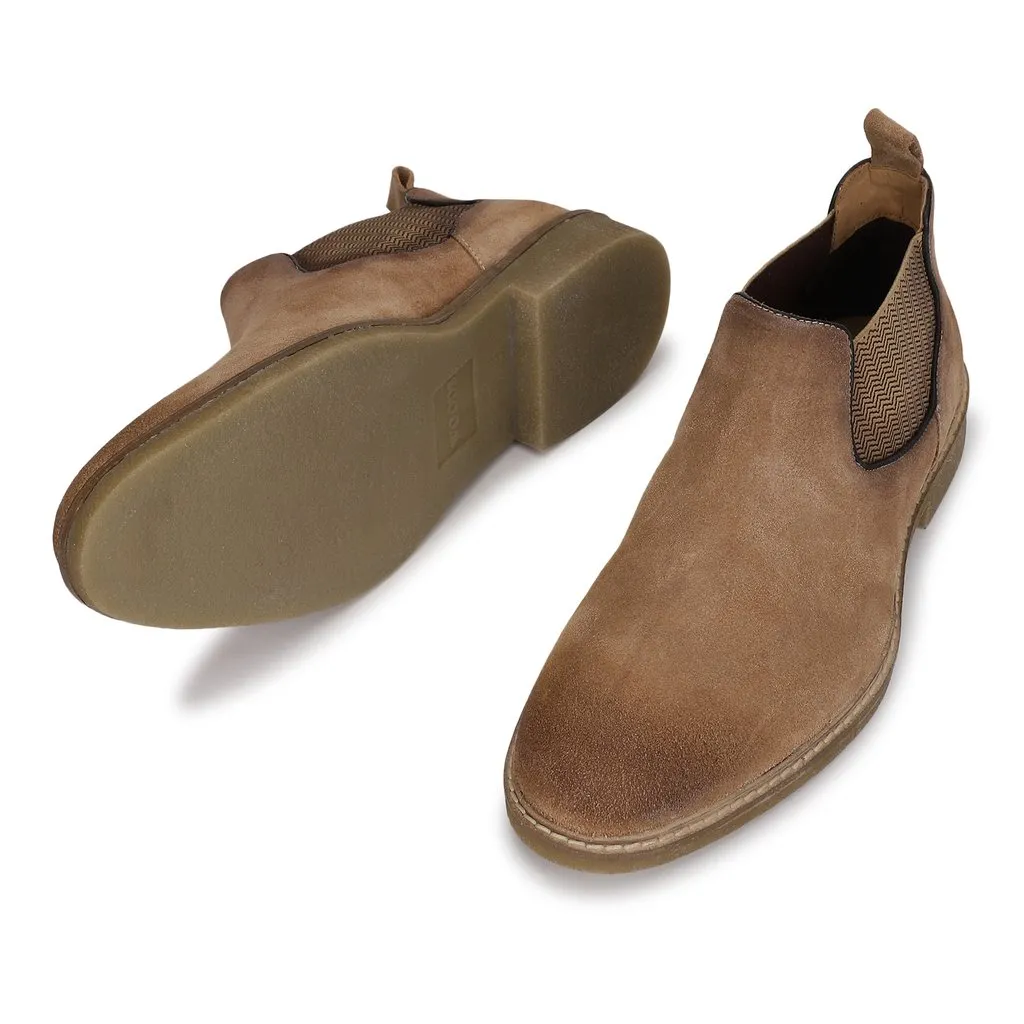 Beige Chelsea Boot for Men - Thumbnail 4