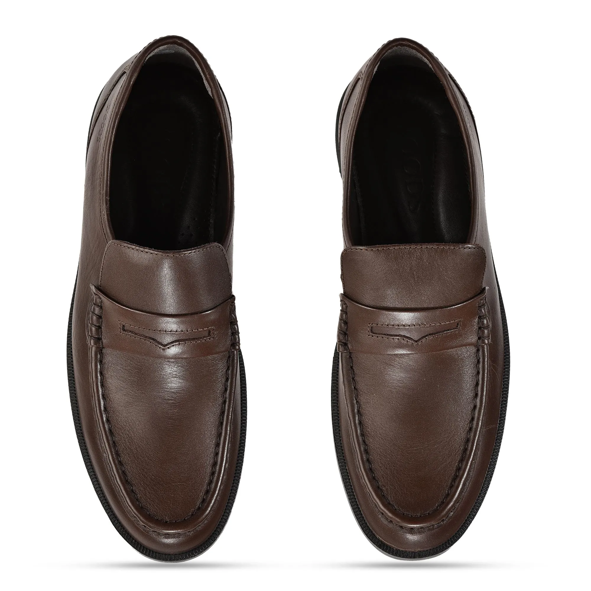 Brown penny loafers for men - Thumbnail 3