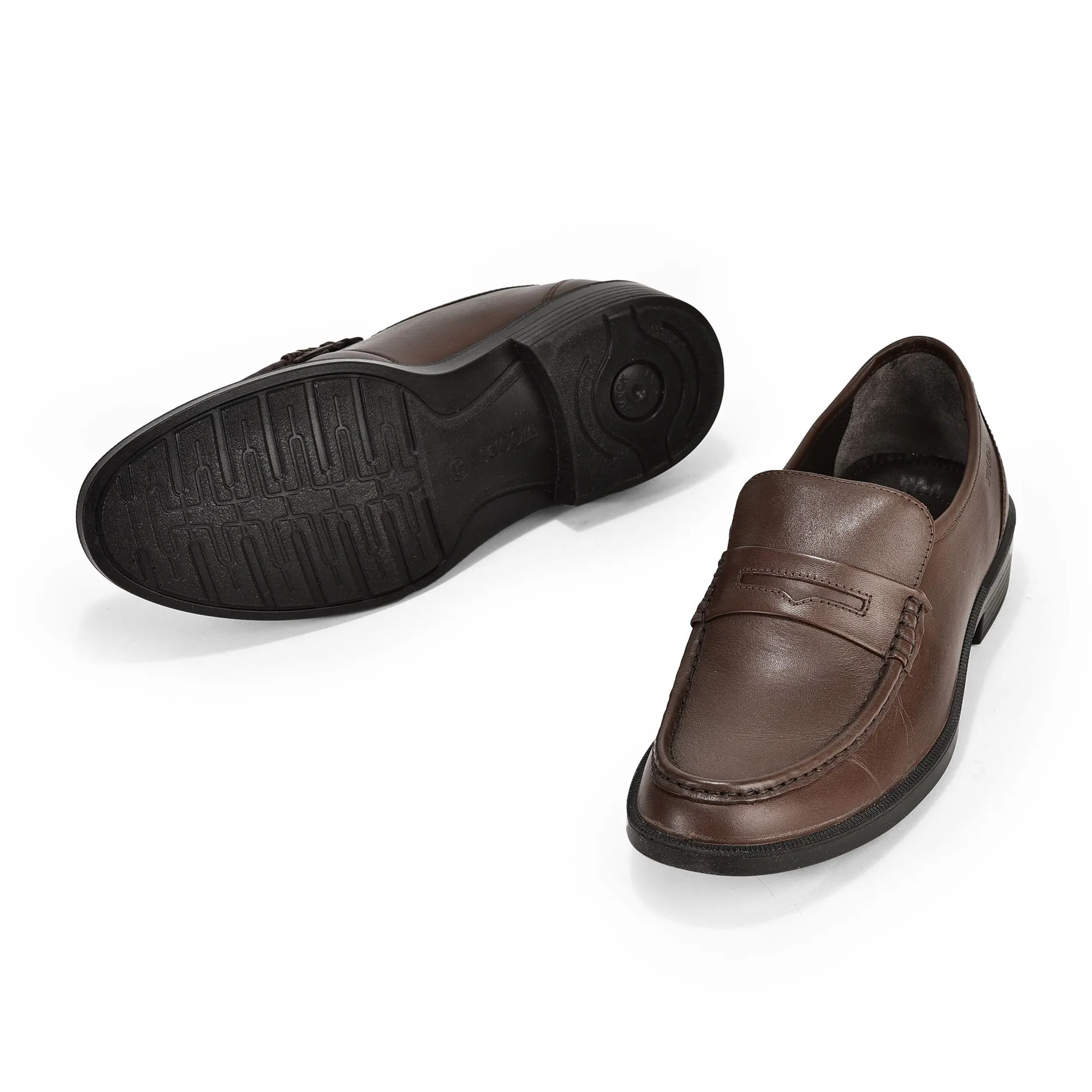 Brown penny loafers for men - Thumbnail 4