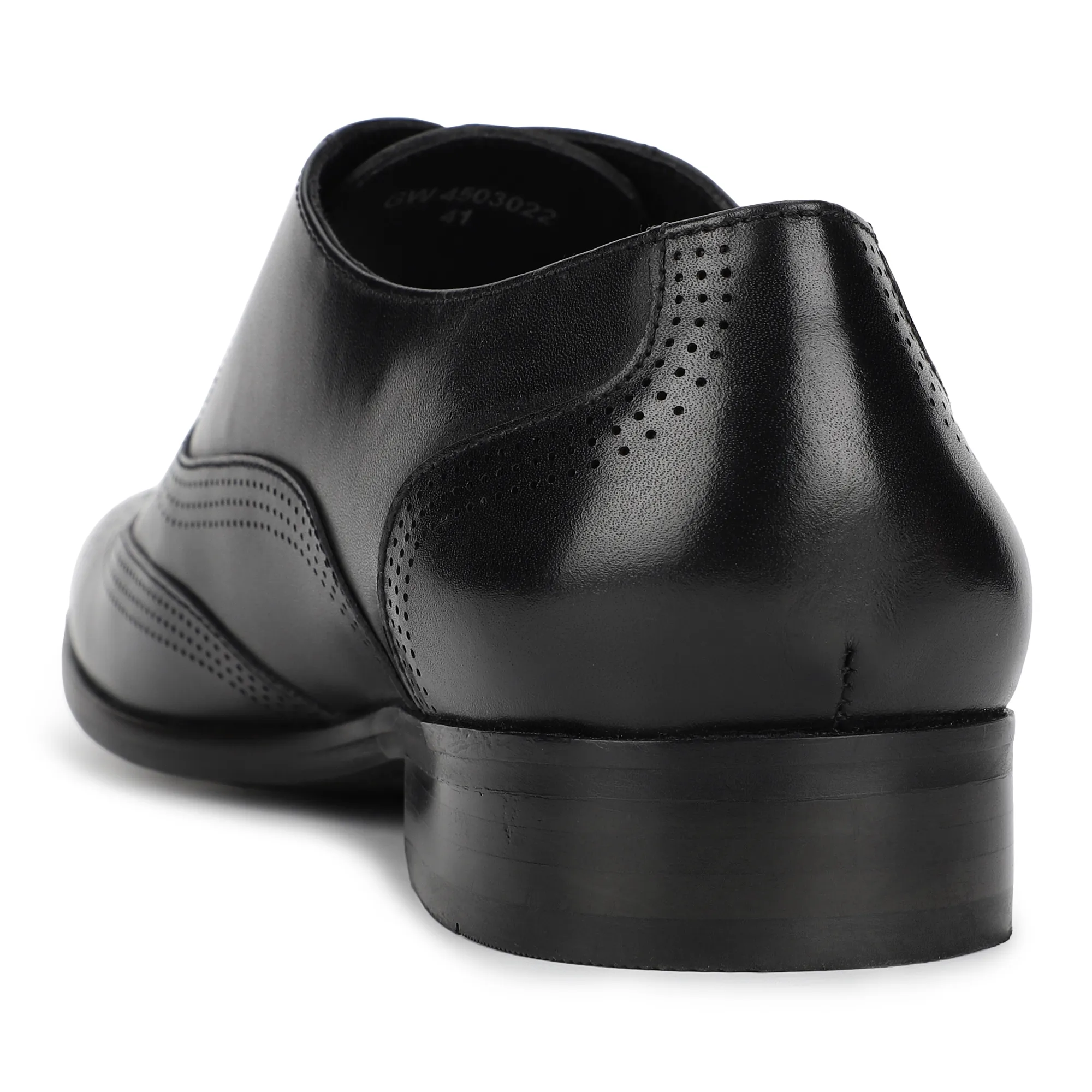 Black Wingtip Derby Shoes for Men - Thumbnail 5