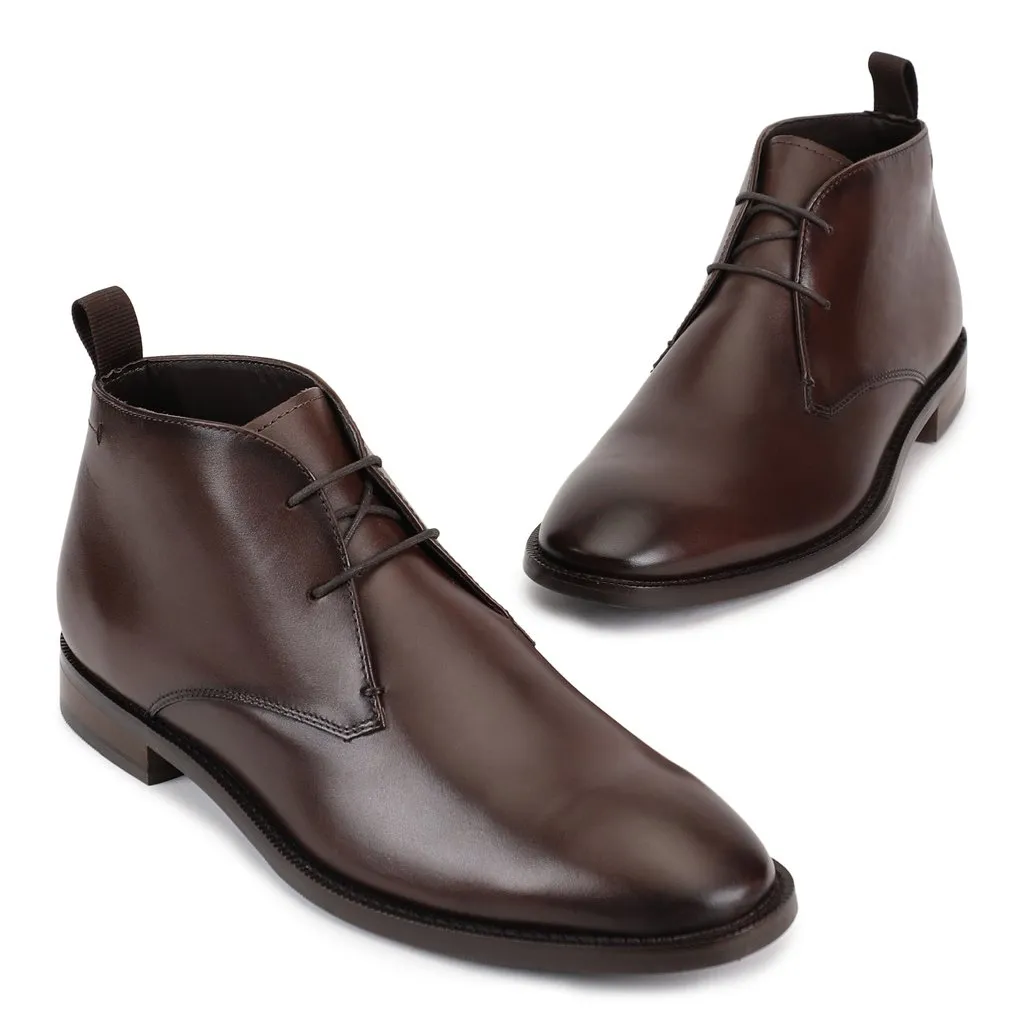 Dbrown Leather Chukka Boot for Men - Thumbnail 2