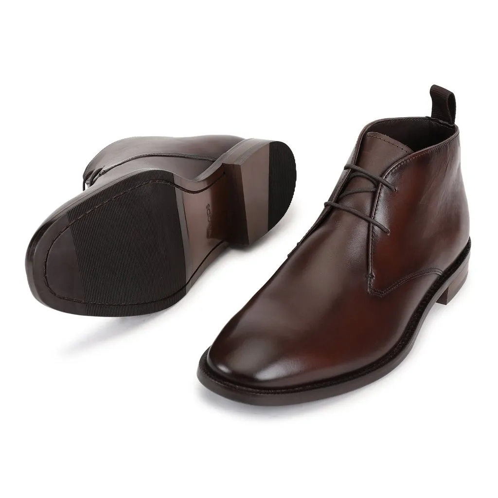 Dbrown Leather Chukka Boot for Men - Thumbnail 4