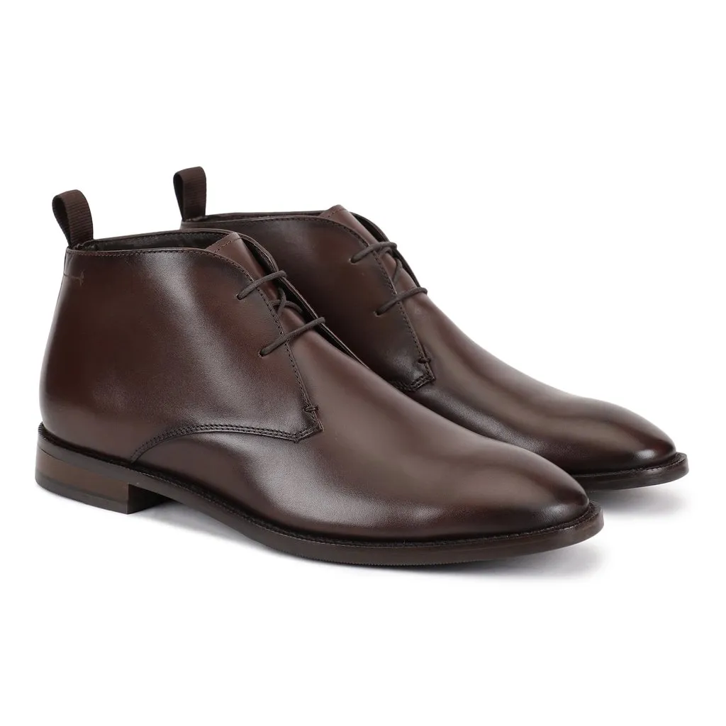 Dbrown Leather Chukka Boot for Men - Thumbnail 6